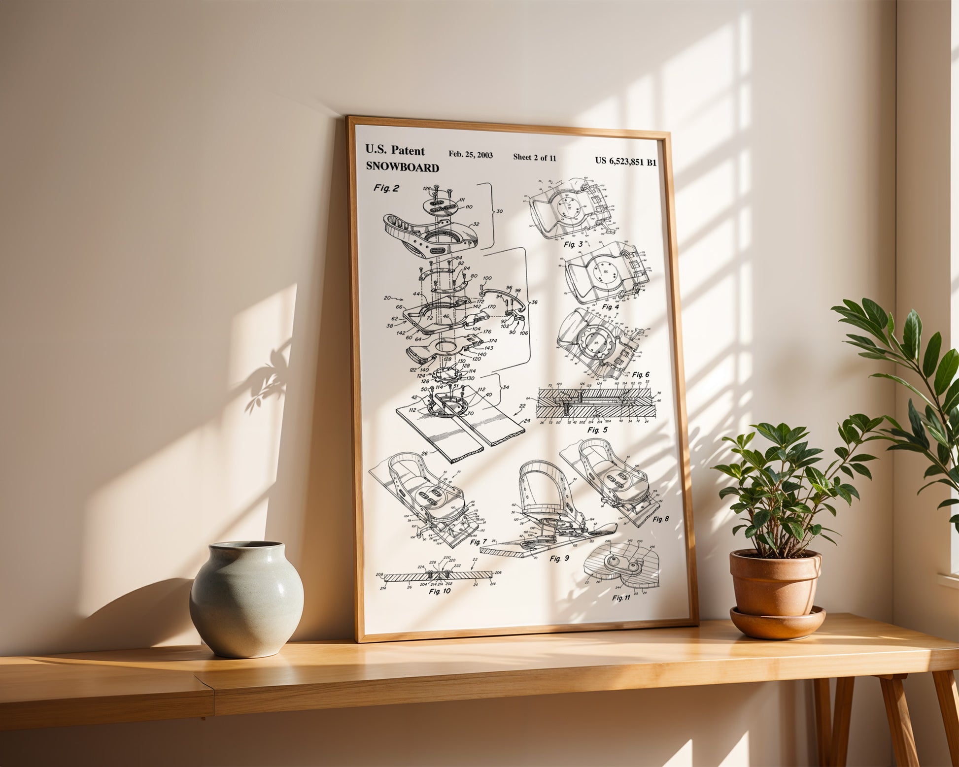 Binding Mechanism For Snowboard 2003 Patent Poster - GroovyGrove