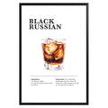 Black Russian Cocktail Recipe Poster - GroovyGrove