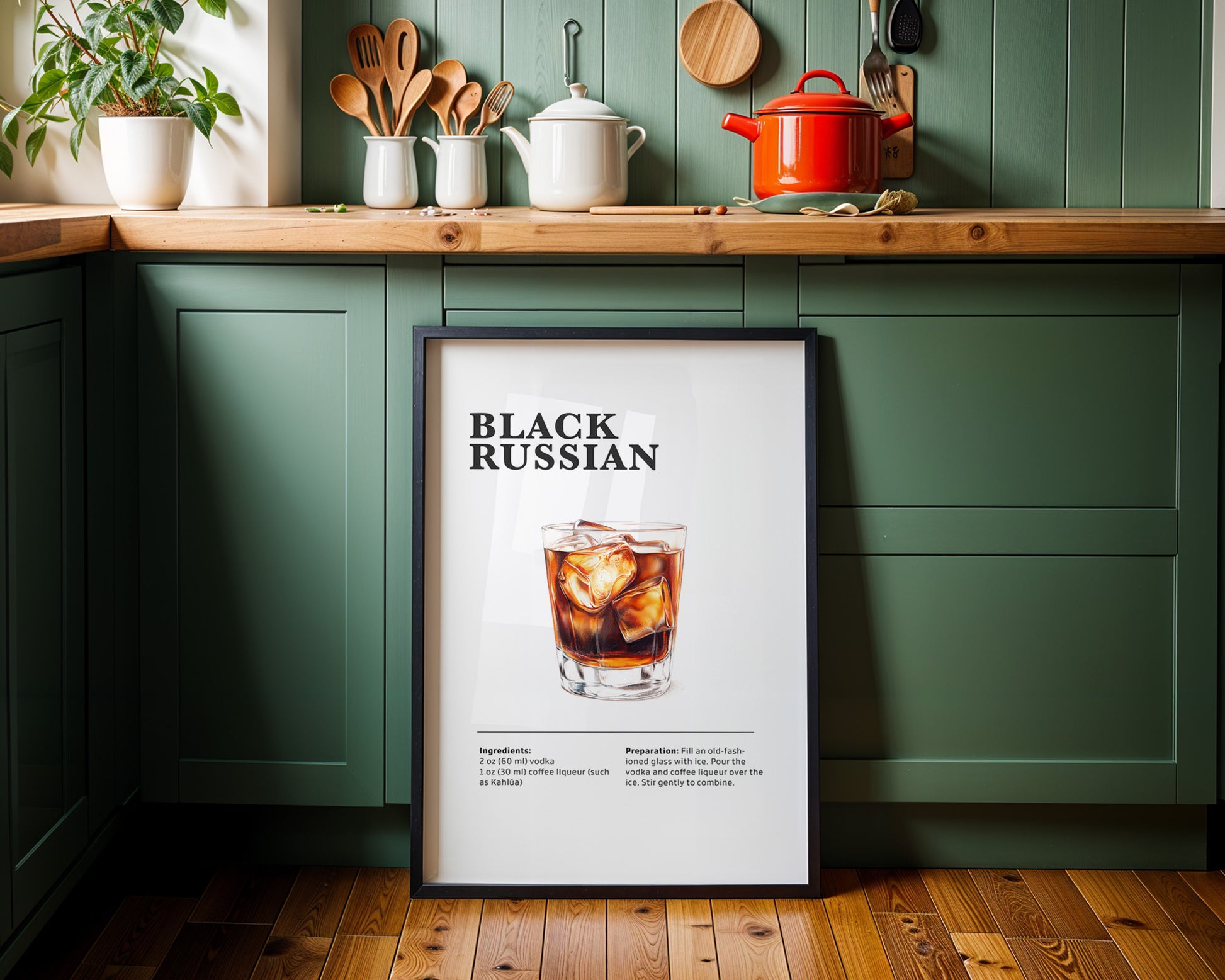 Black Russian Cocktail Recipe Poster - GroovyGrove