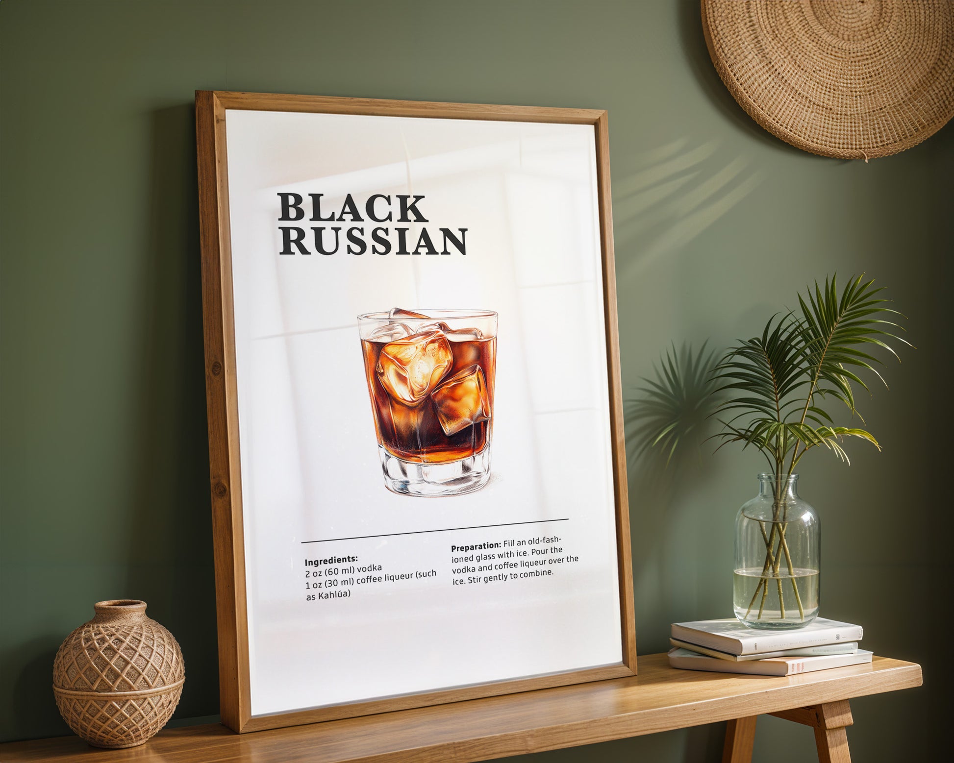 Black Russian Cocktail Recipe Poster - GroovyGrove