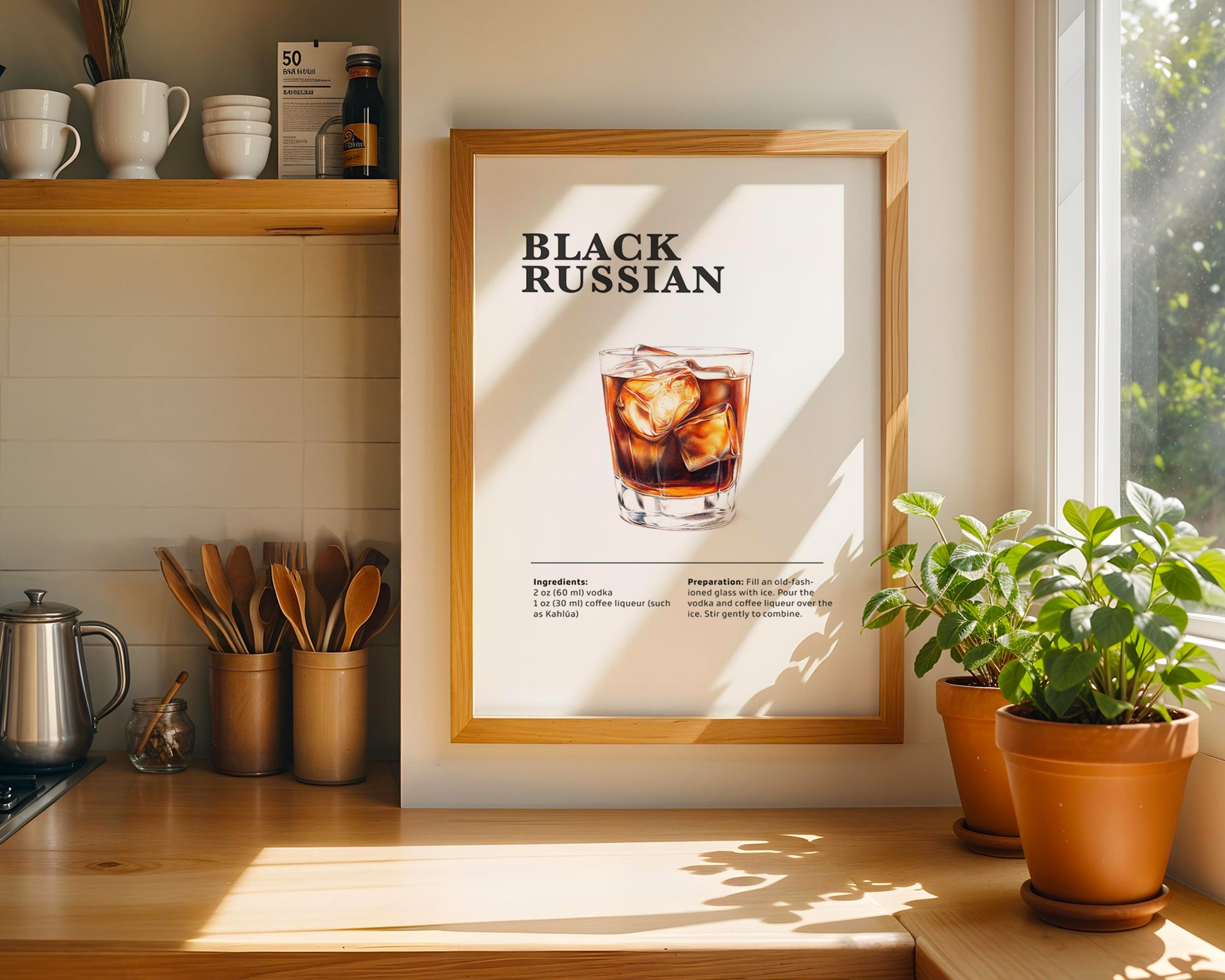 Black Russian Cocktail Recipe Poster - GroovyGrove