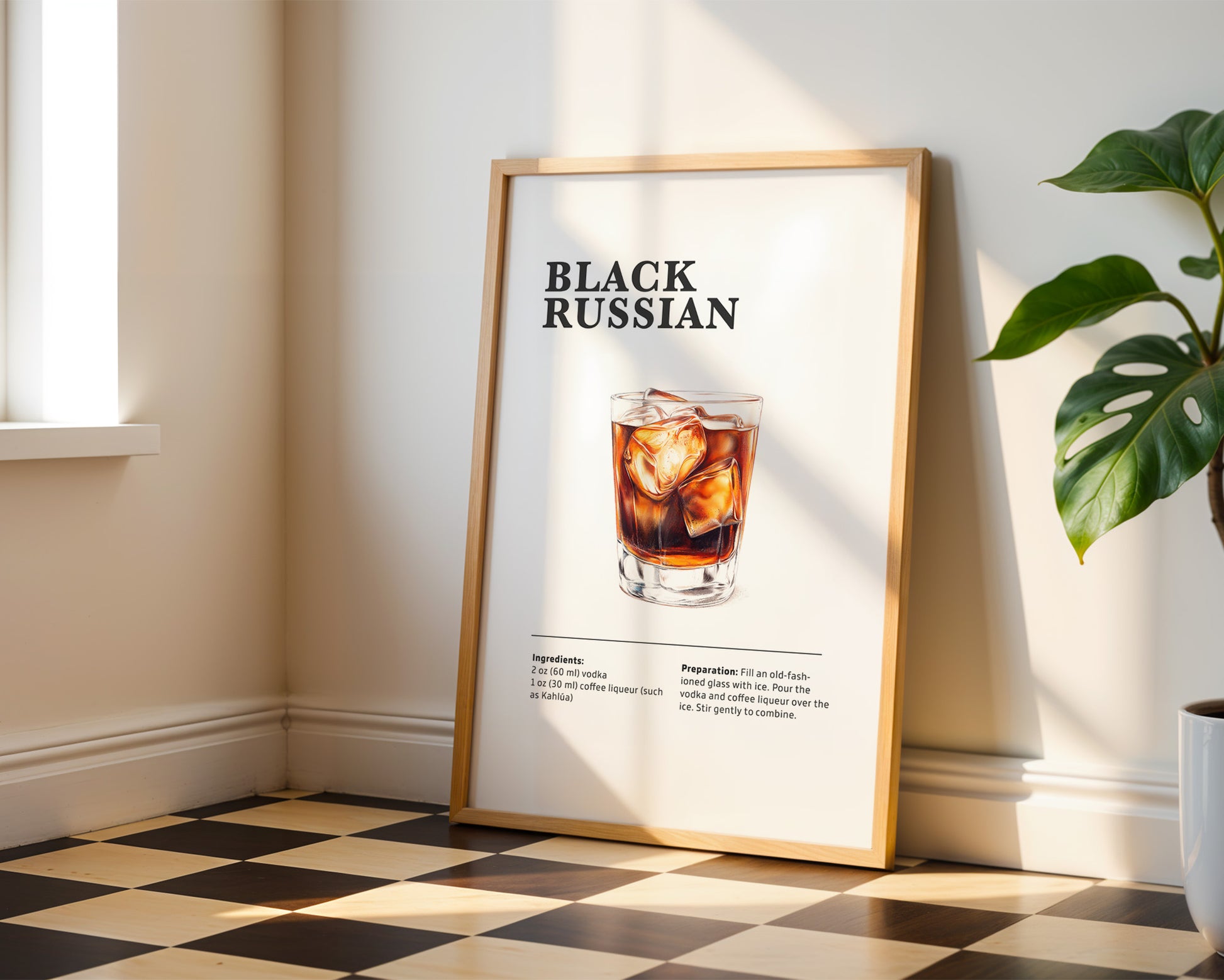 Black Russian Cocktail Recipe Poster - GroovyGrove