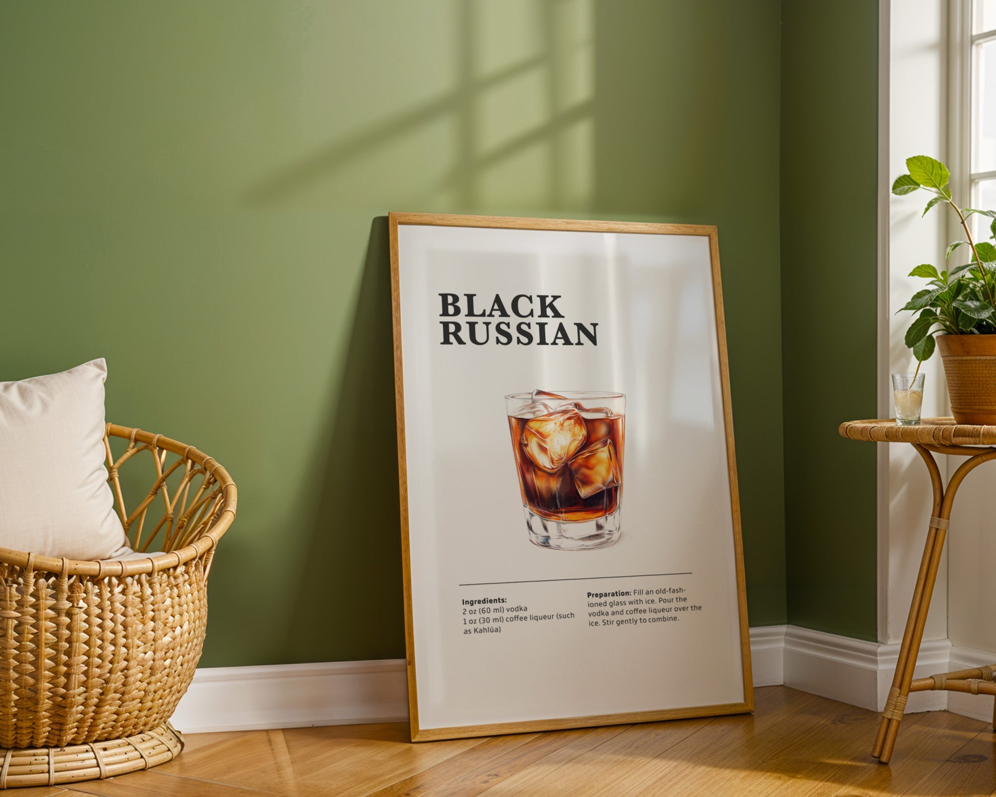 Black Russian Cocktail Recipe Poster - GroovyGrove