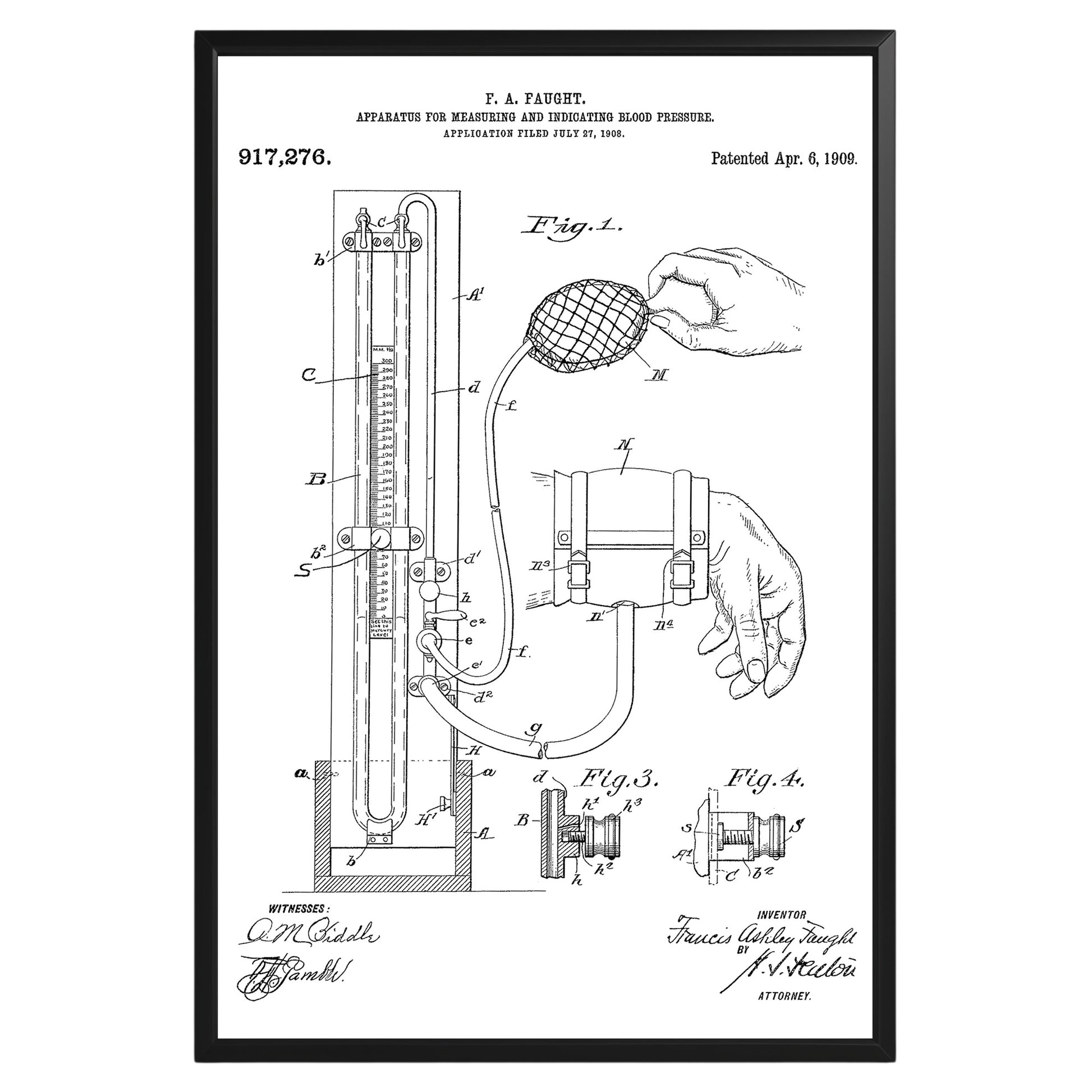 Blood Pressure Apparatus 1909 Patent Poster - GroovyGrove