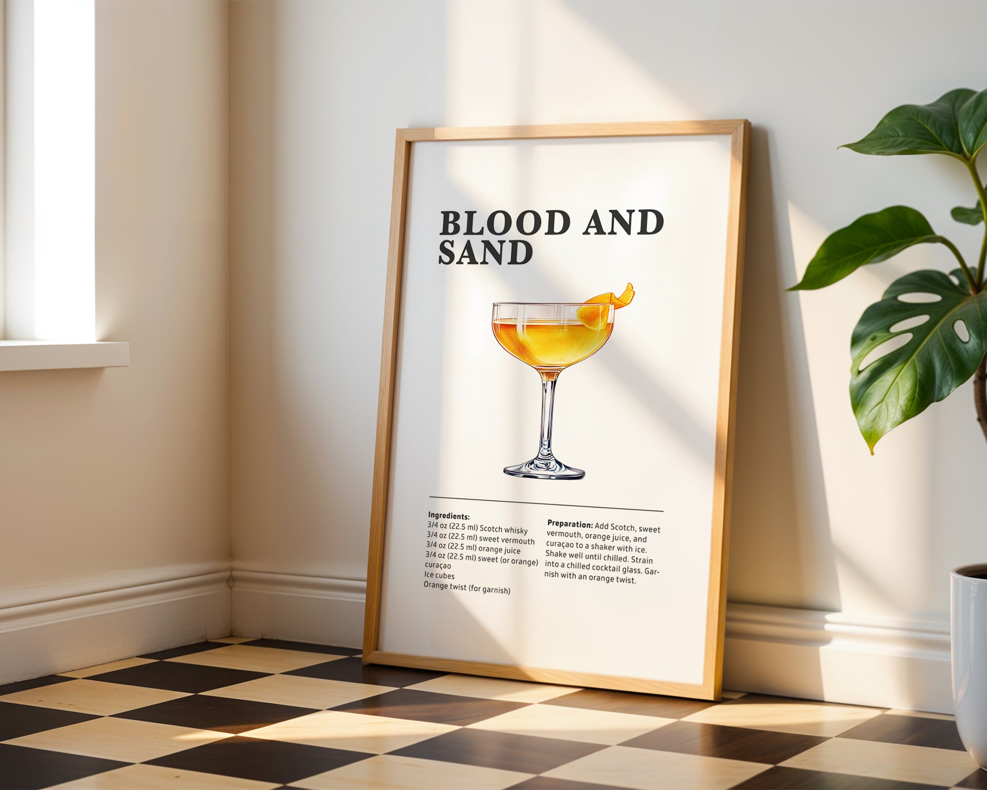 Blood & Sand Cocktail Recipe Poster - GroovyGrove