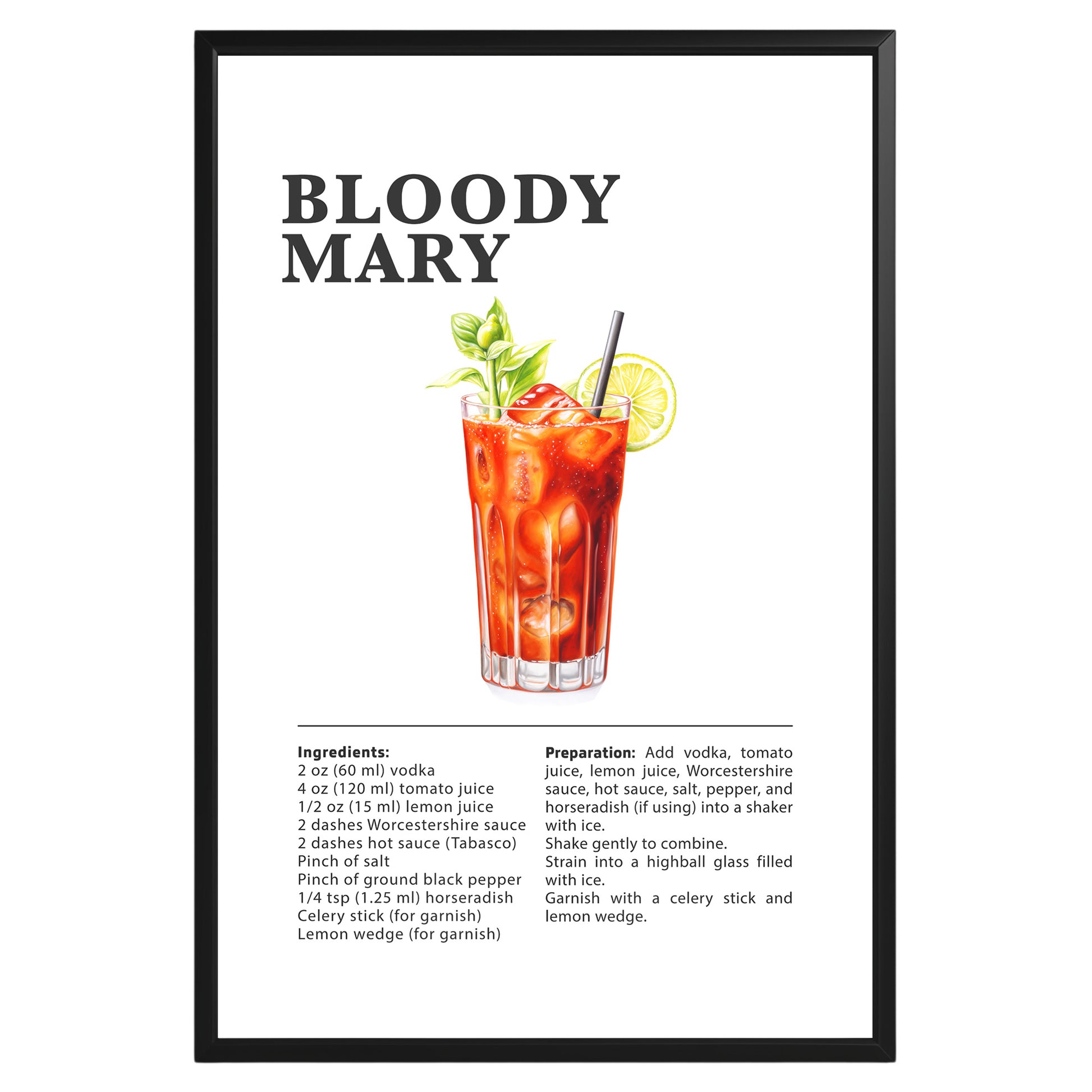 Bloody Mary Cocktail Recipe Poster - GroovyGrove