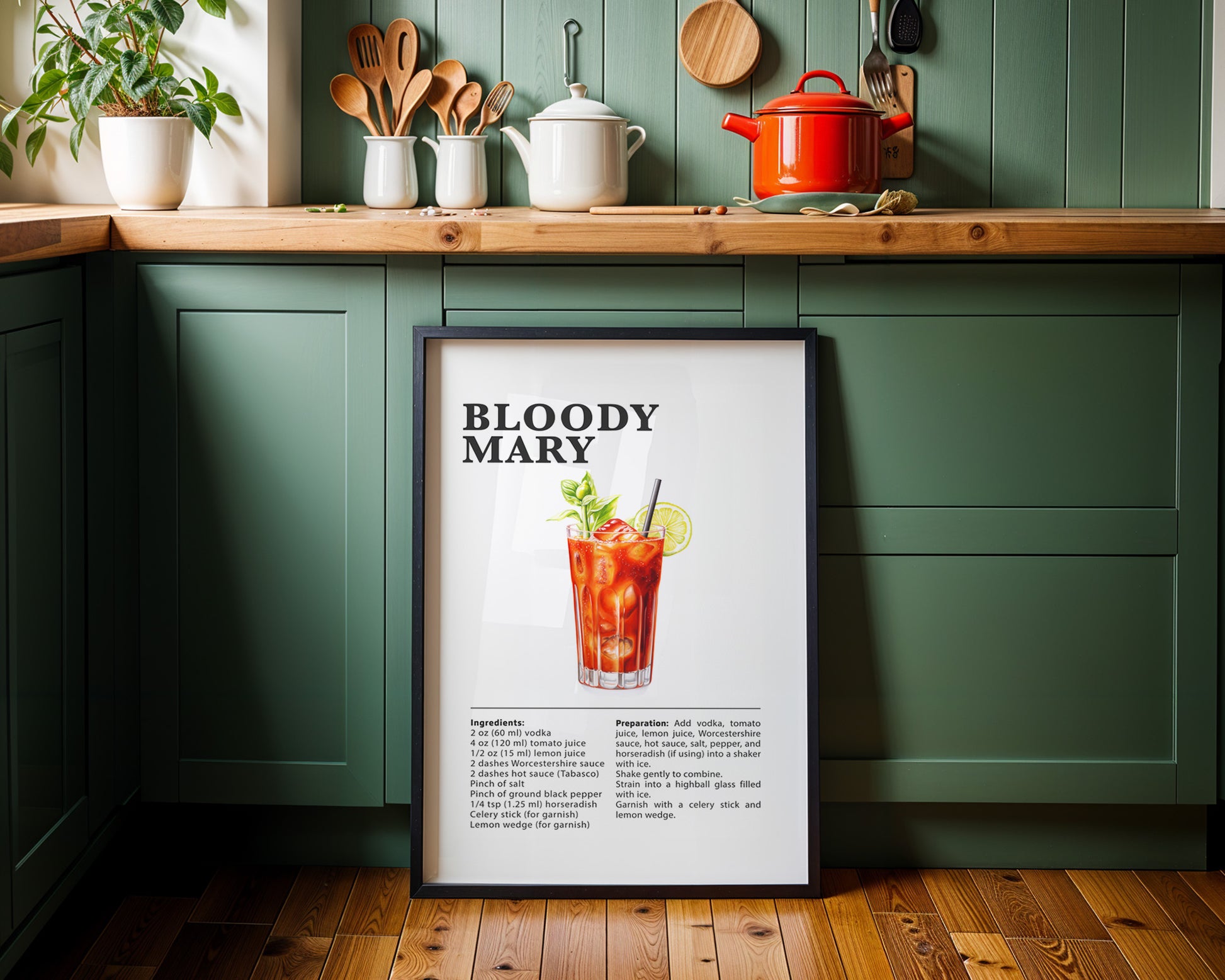 Bloody Mary Cocktail Recipe Poster - GroovyGrove