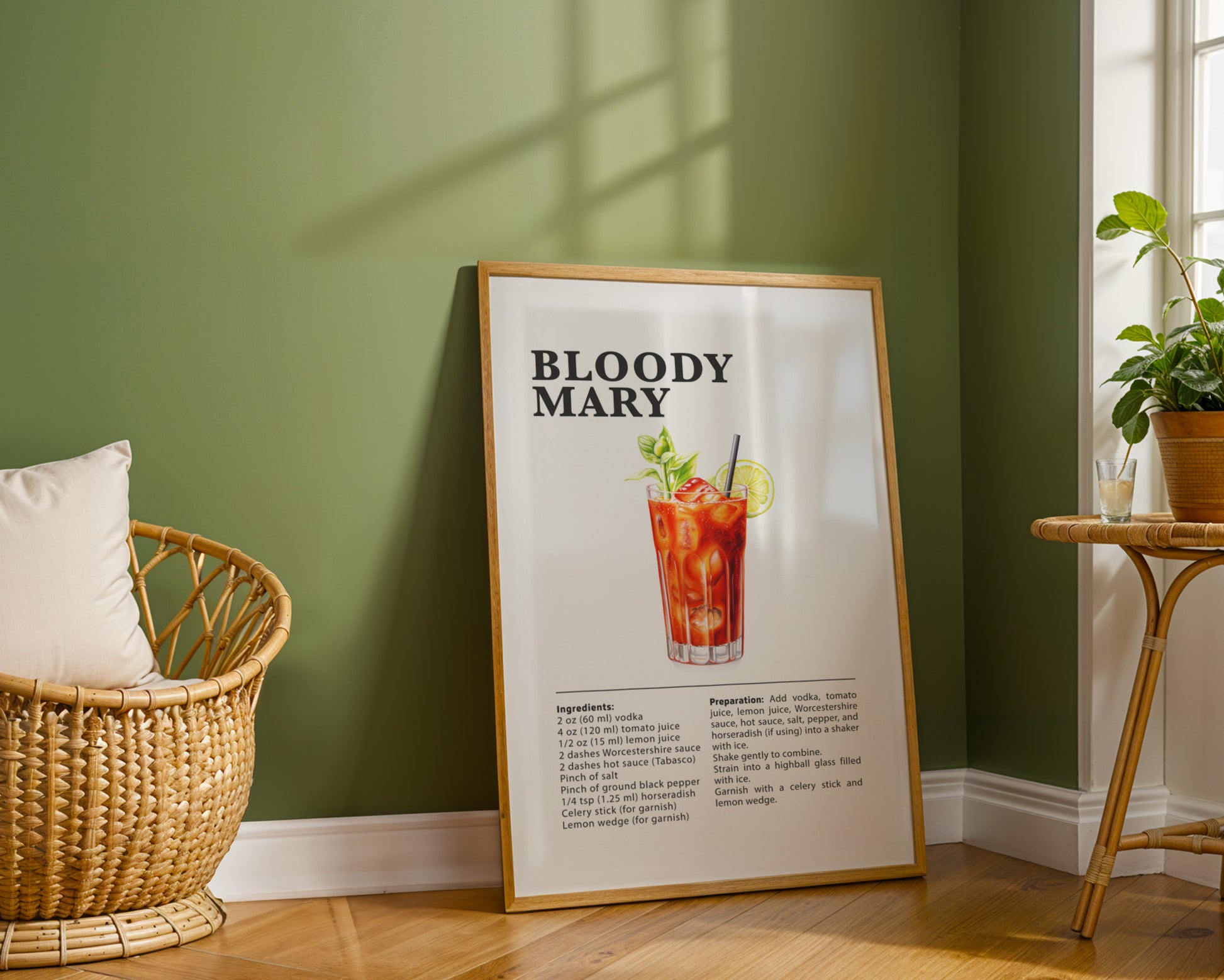 Bloody Mary Cocktail Recipe Poster - GroovyGrove