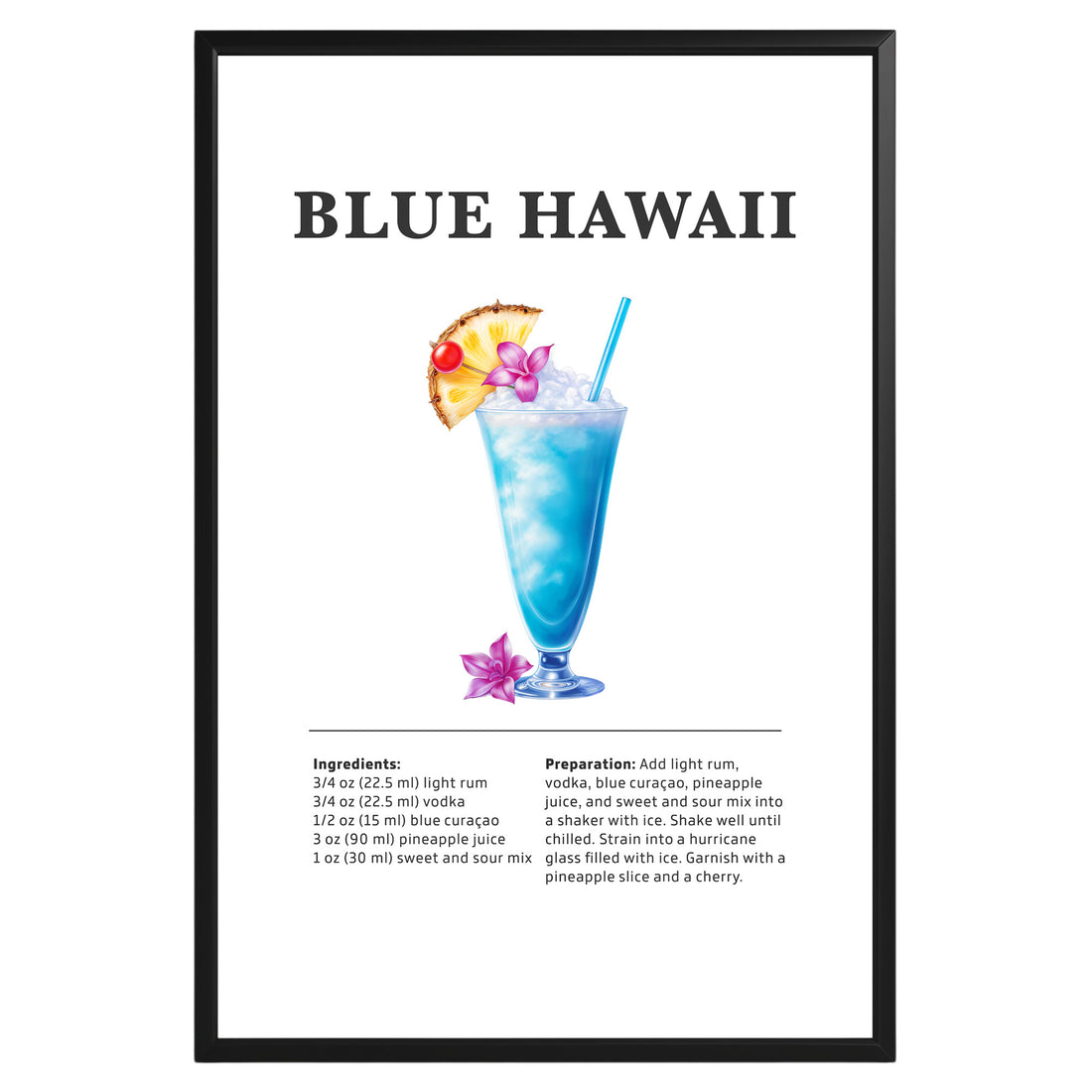 Blue Hawaii Cocktail Recipe Poster - GroovyGrove