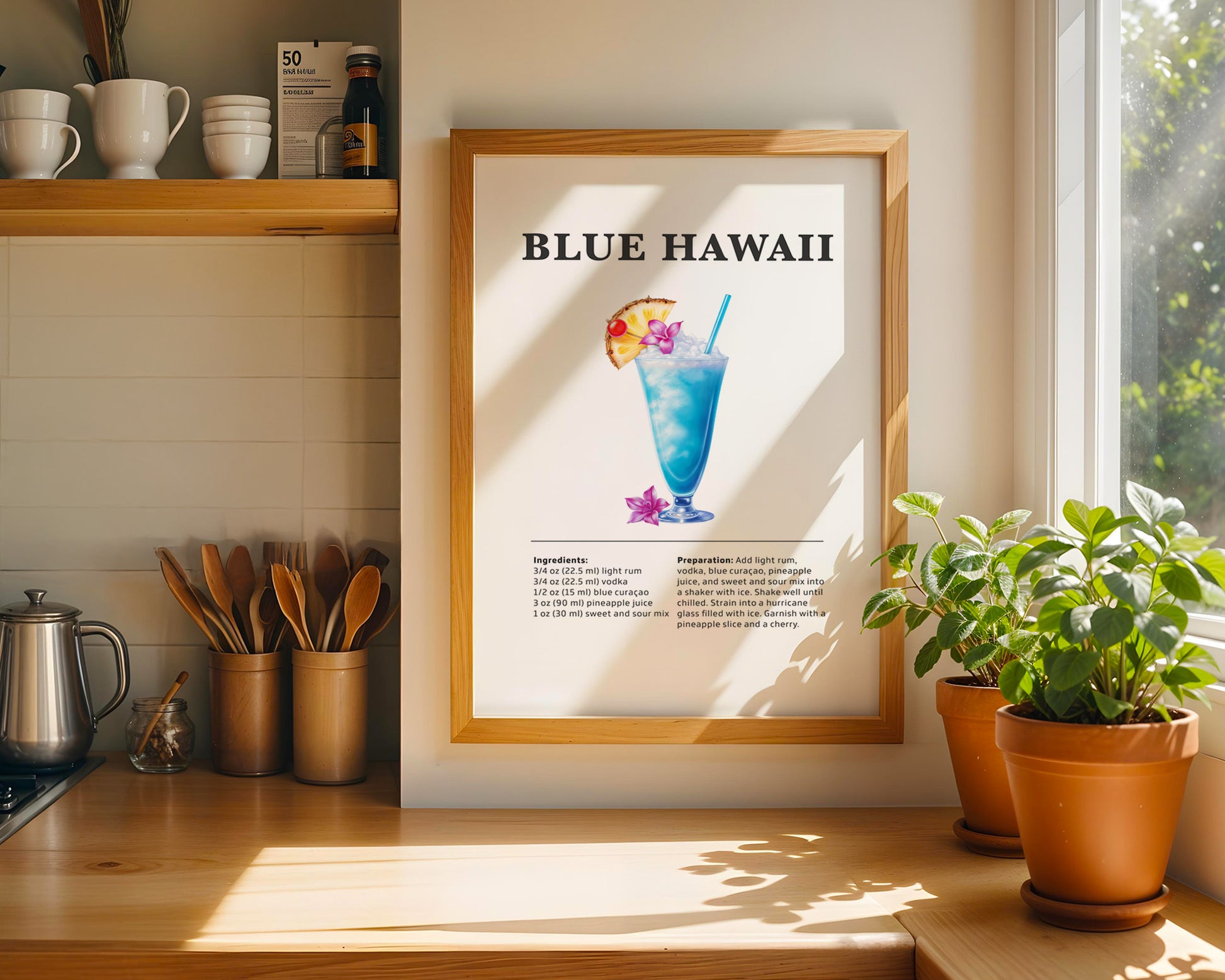 Blue Hawaii Cocktail Recipe Poster - GroovyGrove