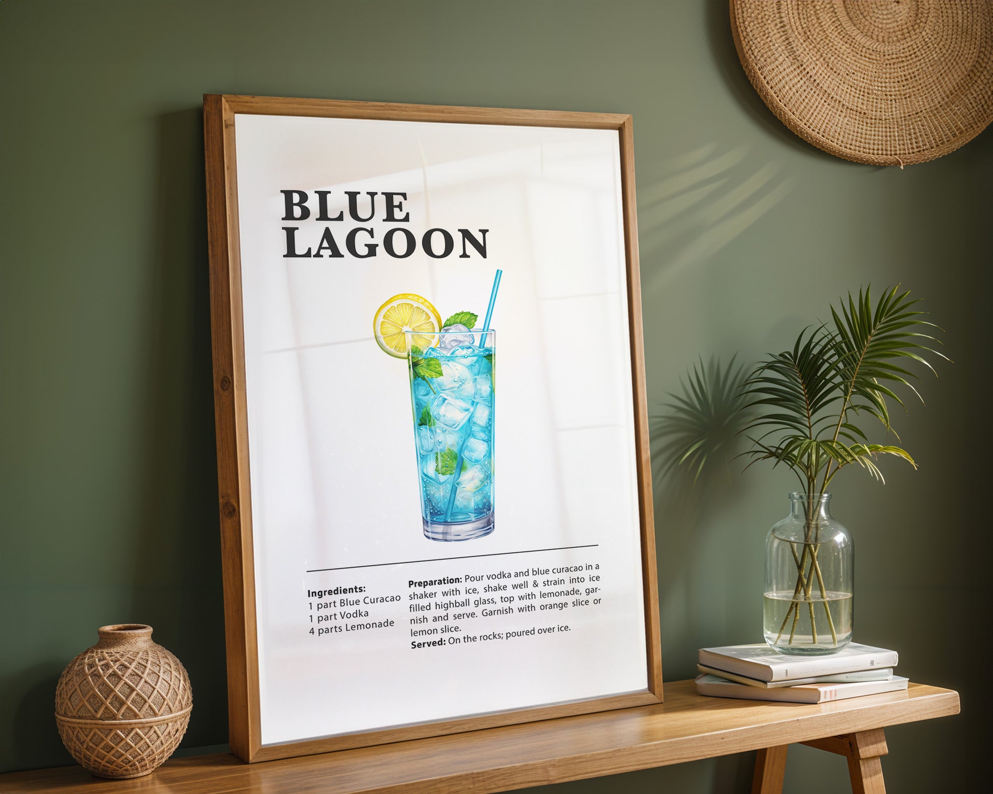 Blue Lagoon Cocktail Recipe Poster - GroovyGrove