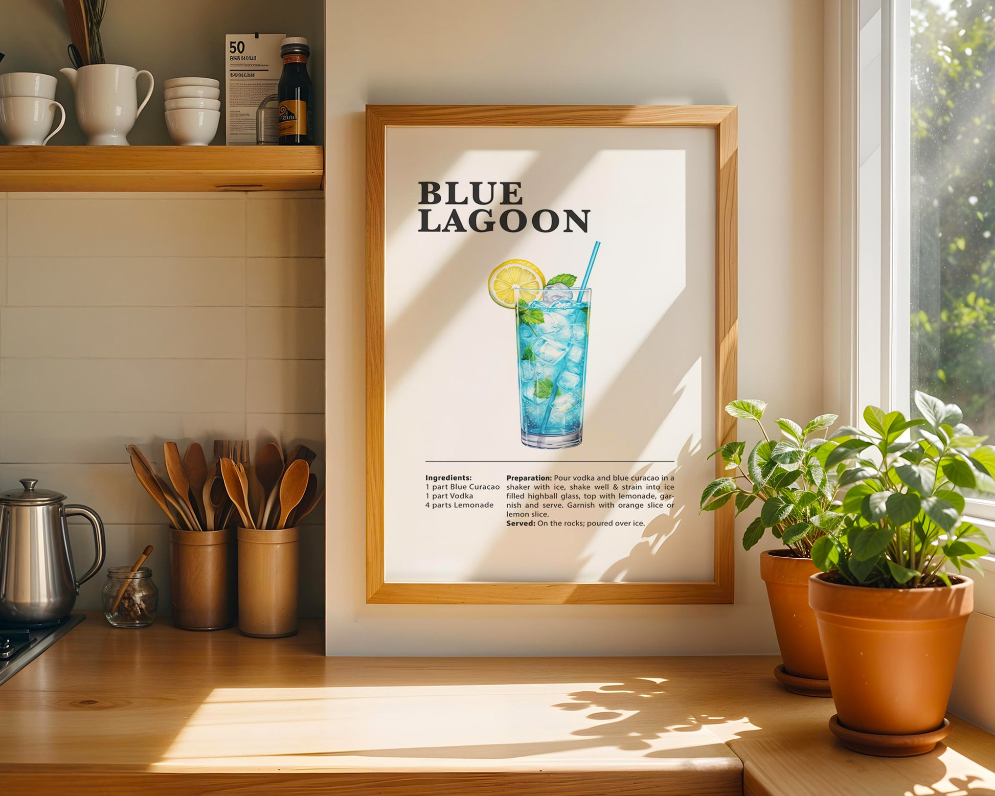 Blue Lagoon Cocktail Recipe Poster - GroovyGrove