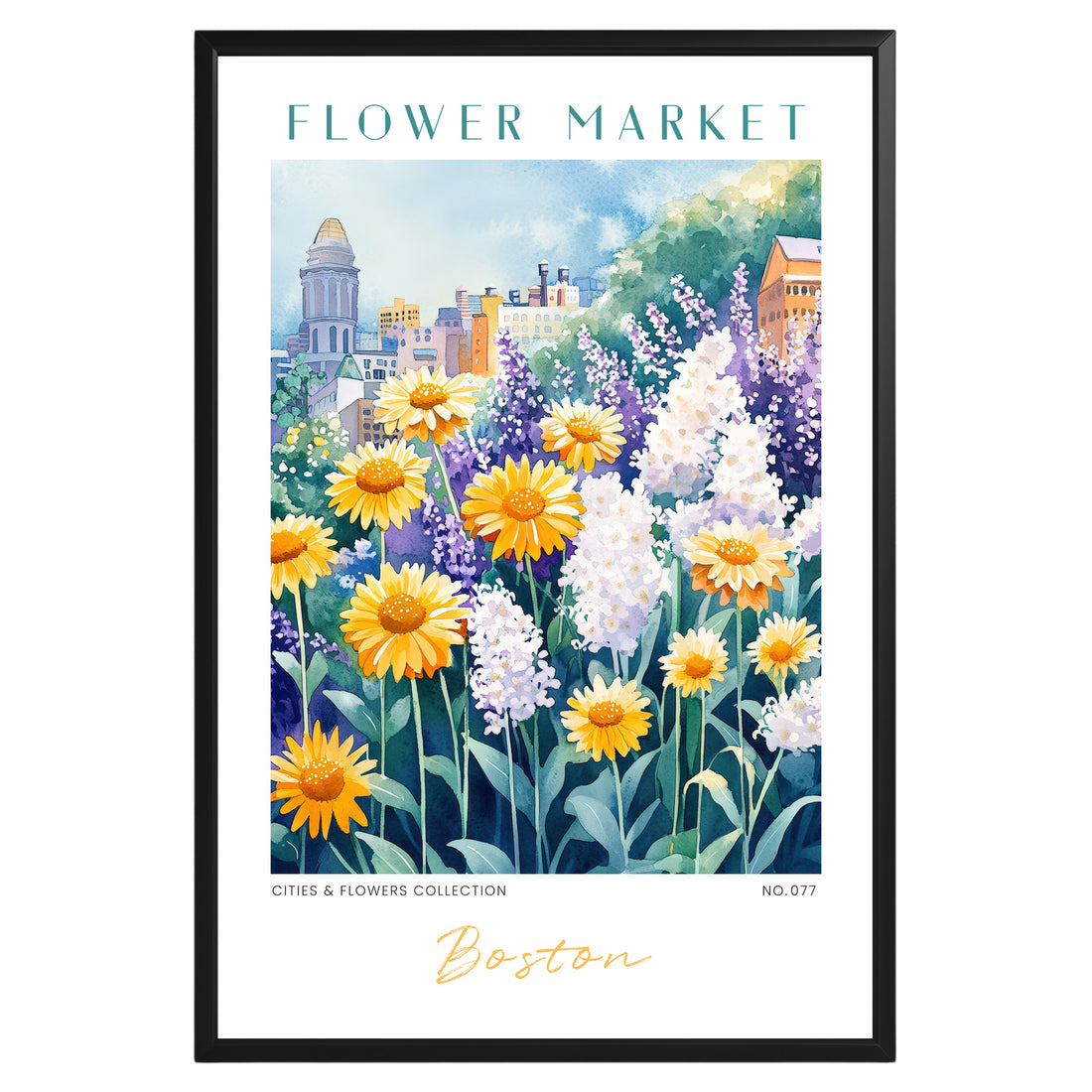 Boston Massachusetts Flower Market Poster - GroovyGrove