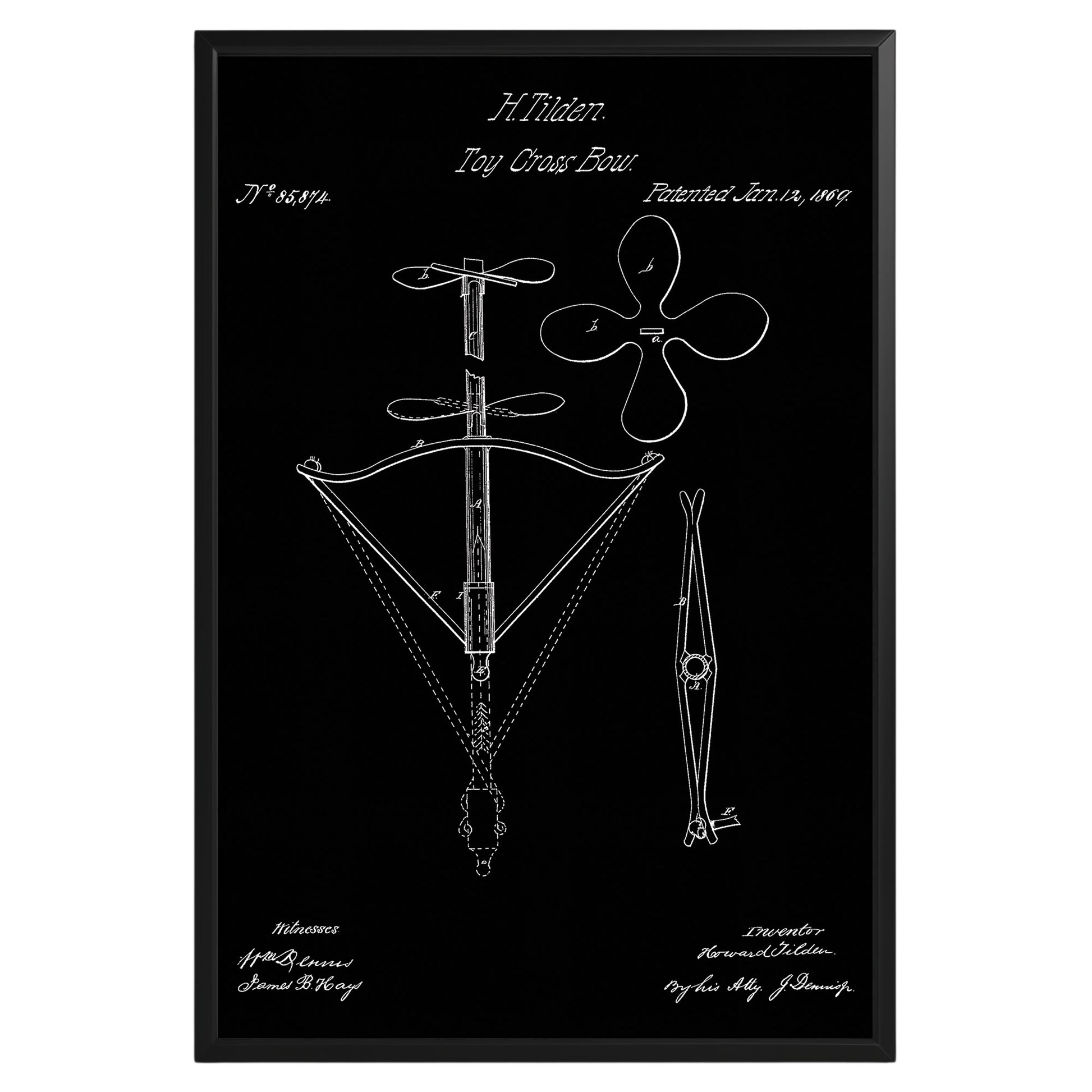 Bow Gun 1869 Patent Poster - GroovyGrove