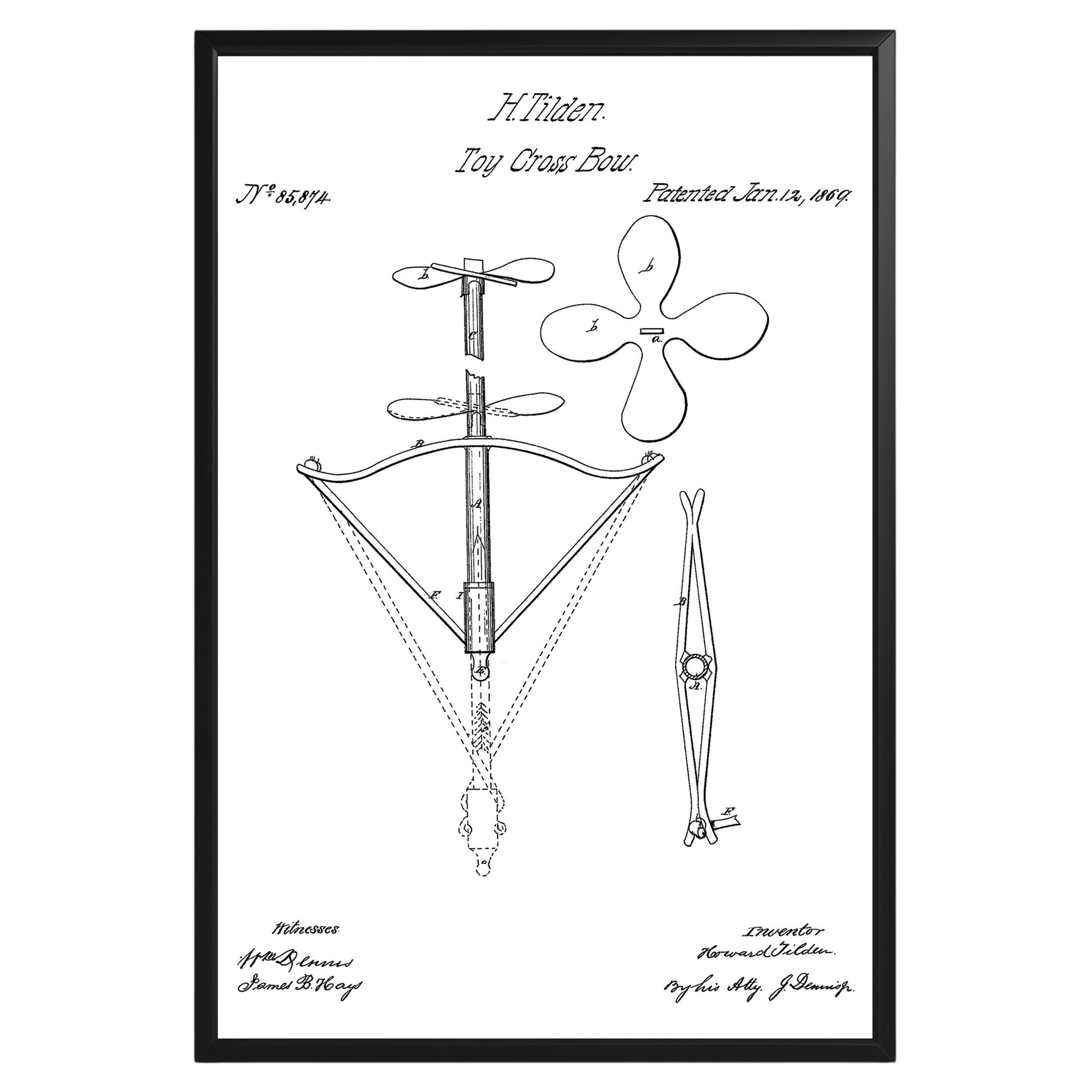 Bow Gun 1869 Patent Poster - GroovyGrove