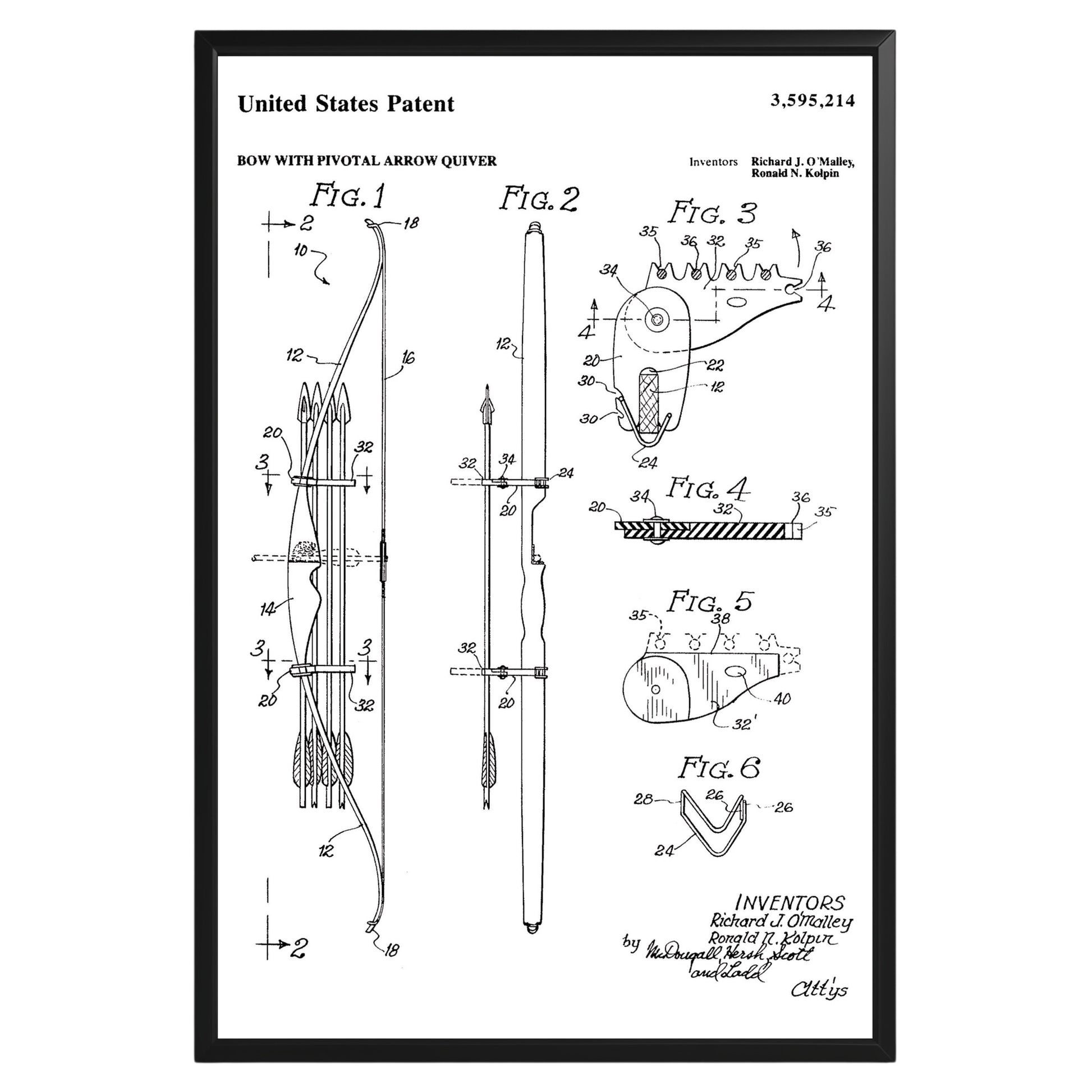 Bow and Quiver Patent Poster - GroovyGrove