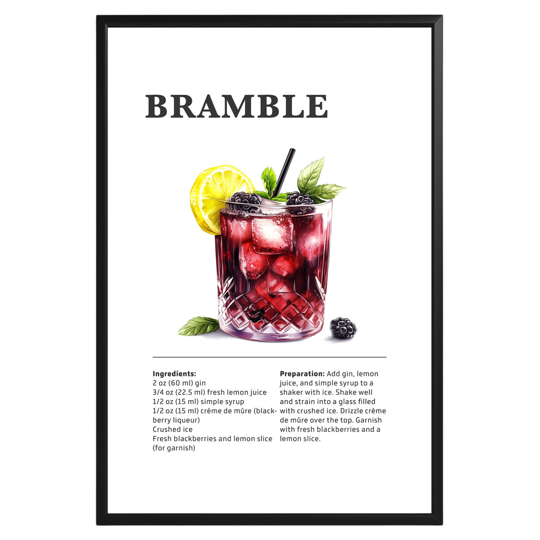 Bramble Cocktail Recipe Poster - GroovyGrove