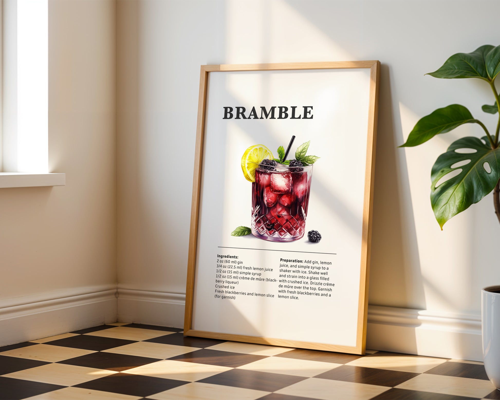 Bramble Cocktail Recipe Poster - GroovyGrove