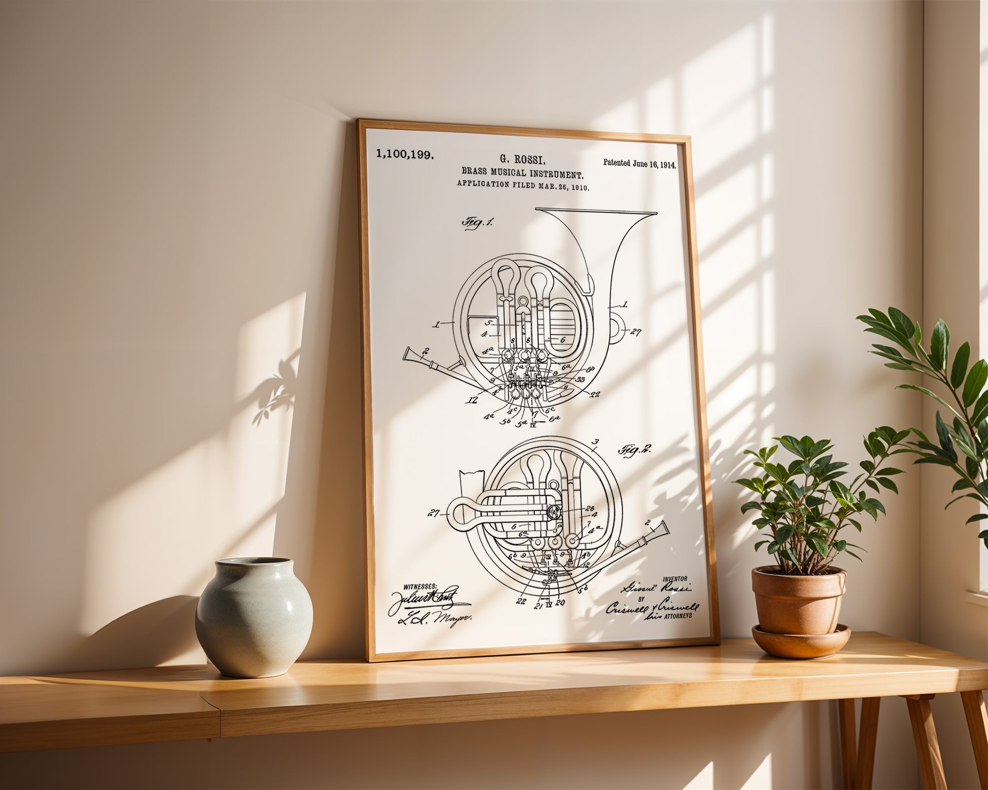 Brass Musical Instrument 1914 Patent Poster - GroovyGrove