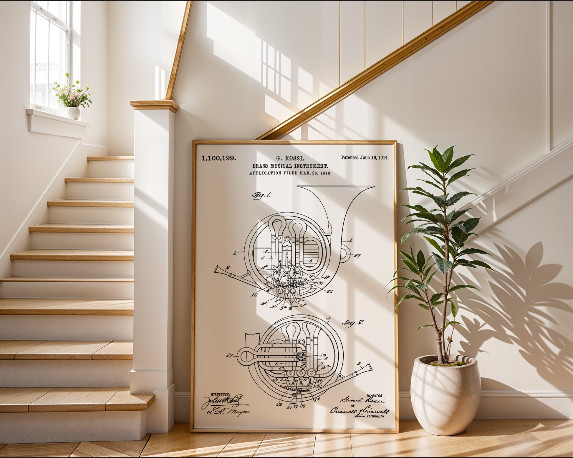 Brass Musical Instrument 1914 Patent Poster - GroovyGrove