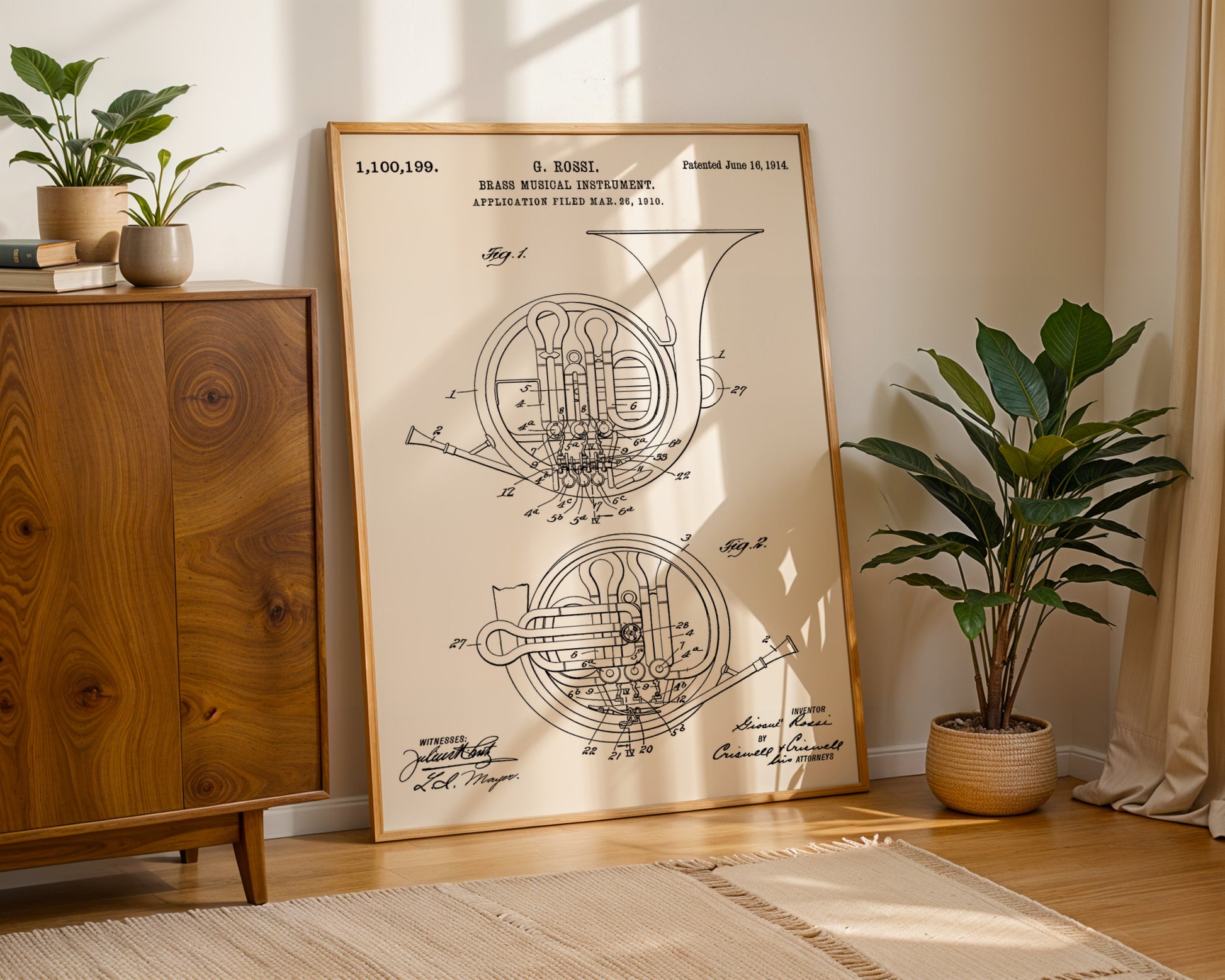 Brass Musical Instrument 1914 Patent Poster - GroovyGrove