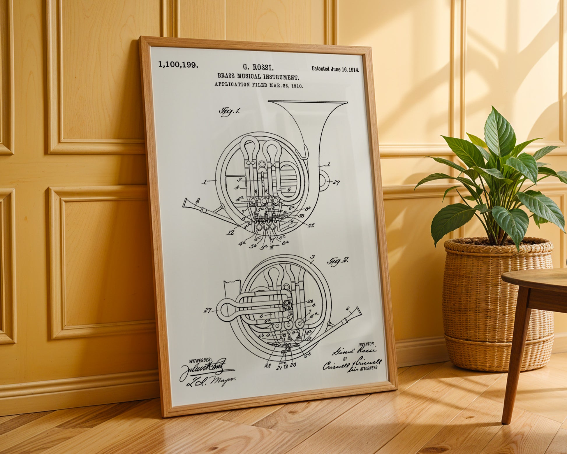 Brass Musical Instrument 1914 Patent Poster - GroovyGrove