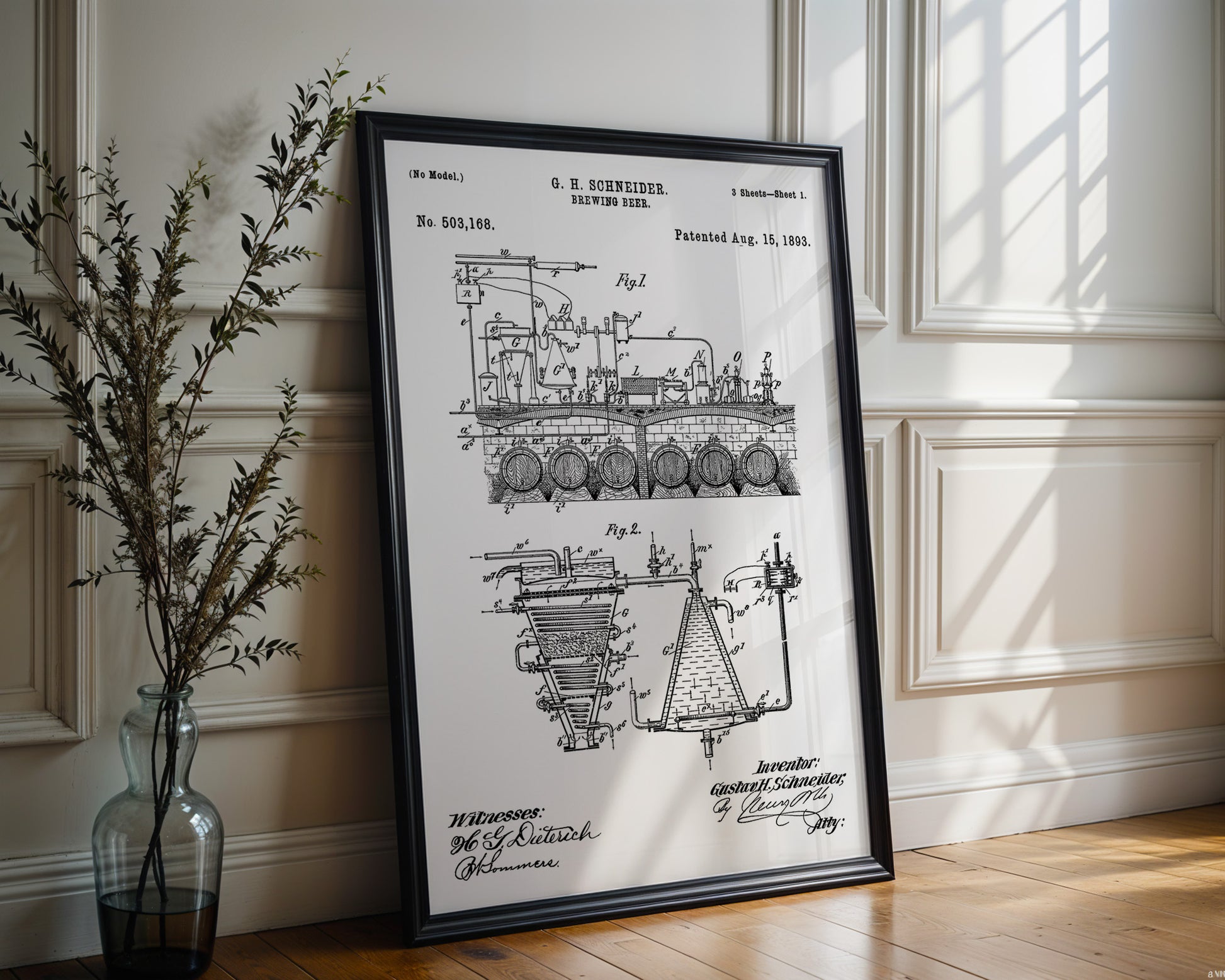 Brewing Beer 1893 Patent Poster - GroovyGrove