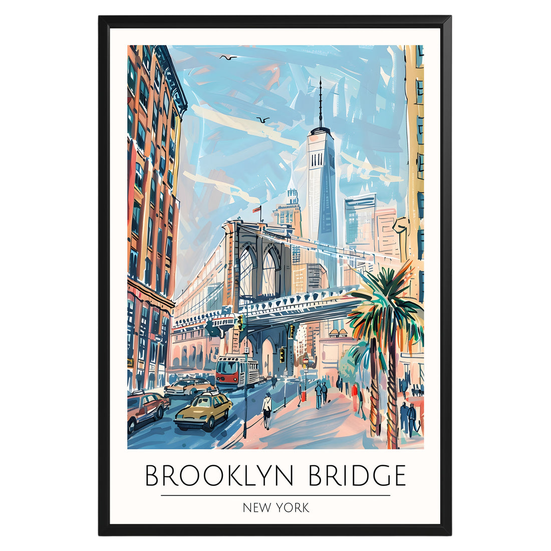 Brooklyn Bridge New York Travel Poster - GroovyGrove