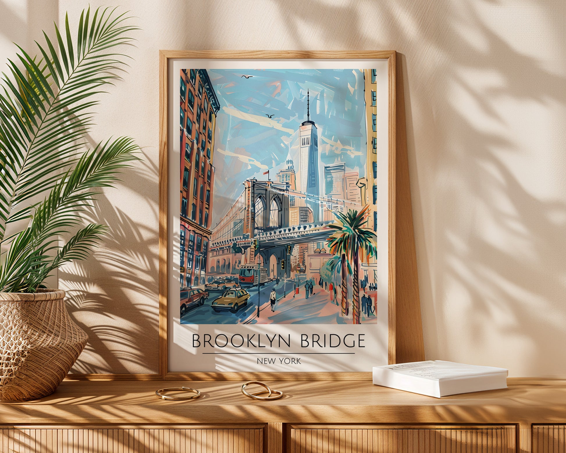 Brooklyn Bridge New York Travel Poster - GroovyGrove