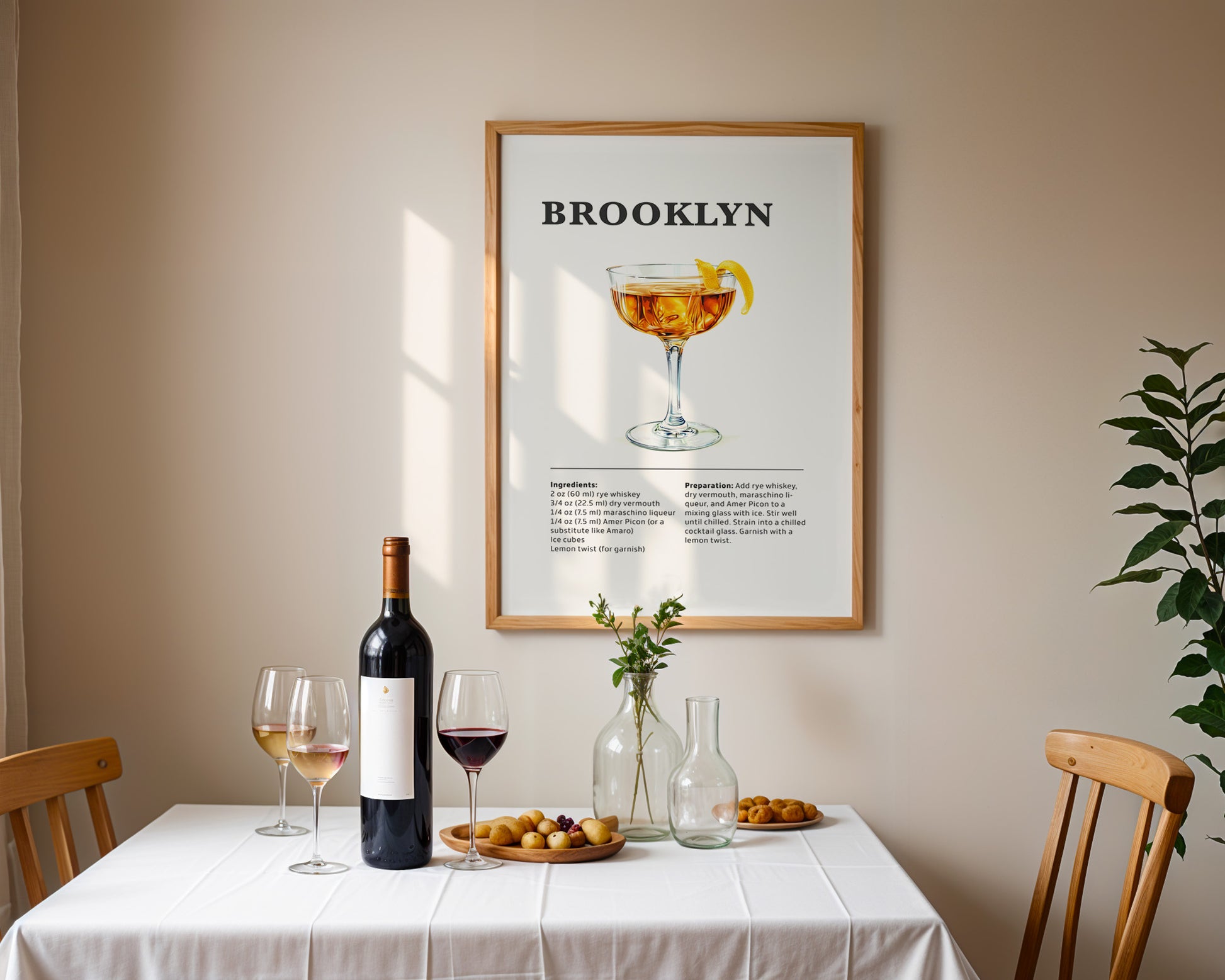 Brooklyn Cocktail Recipe Poster - GroovyGrove