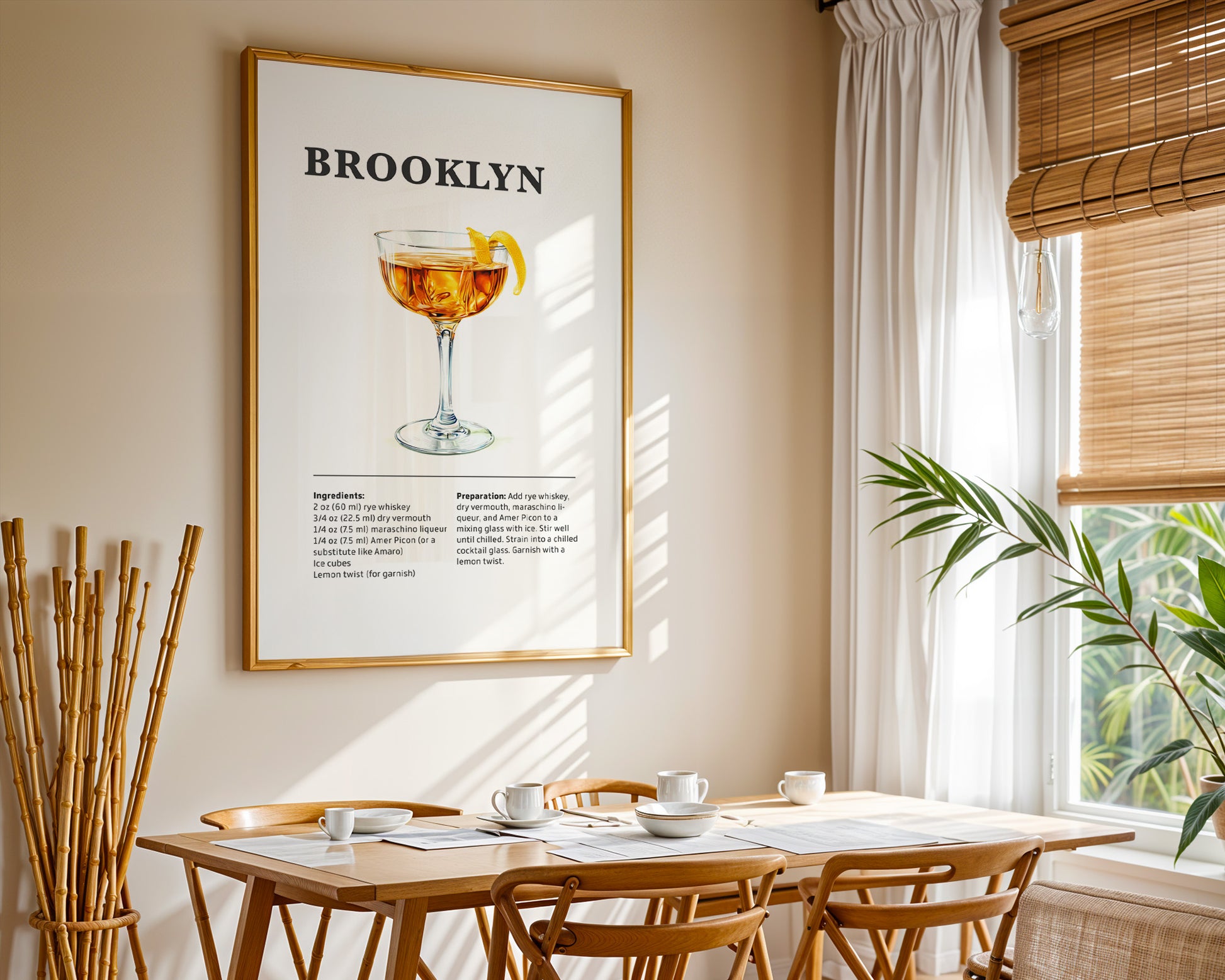 Brooklyn Cocktail Recipe Poster - GroovyGrove