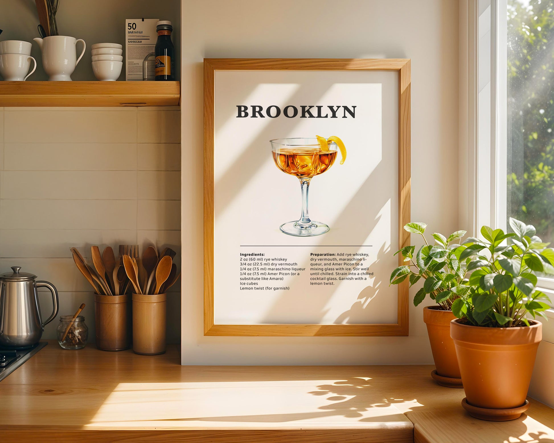 Brooklyn Cocktail Recipe Poster - GroovyGrove