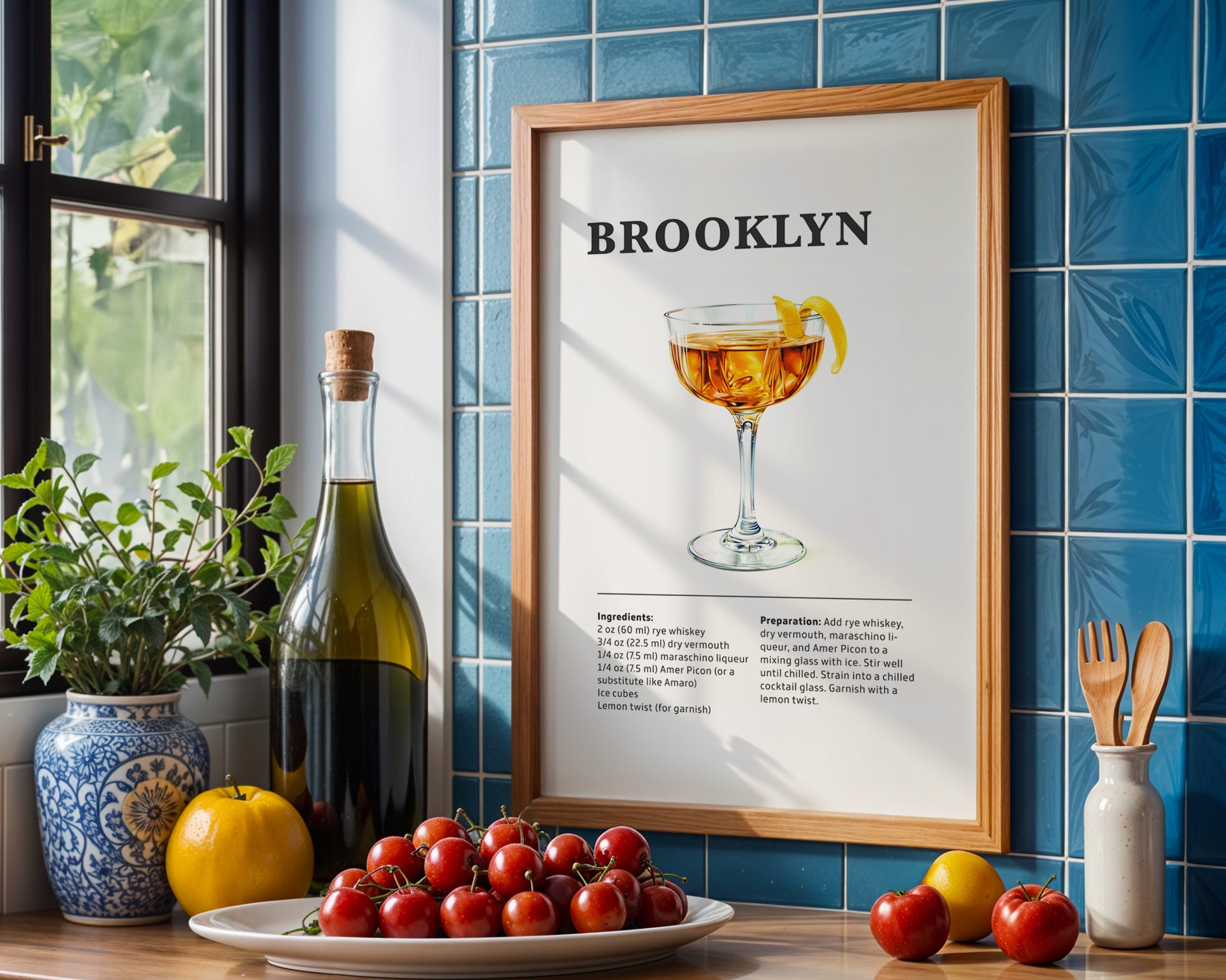 Brooklyn Cocktail Recipe Poster - GroovyGrove