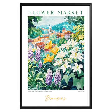 Bruges Belgium Flower Market Poster - GroovyGrove