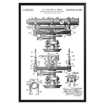 Builder's Level And Transit 1922 Patent Poster - GroovyGrove