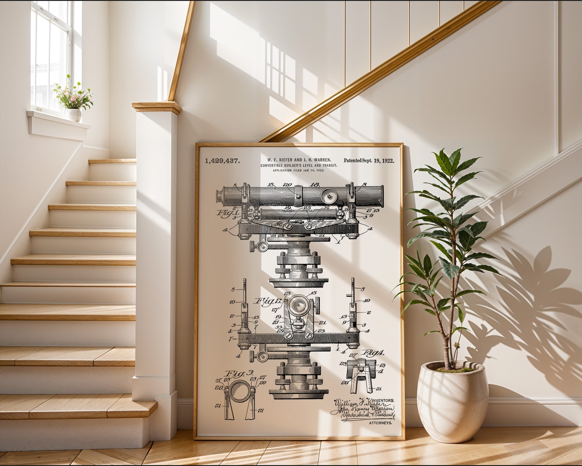 Builder's Level And Transit 1922 Patent Poster - GroovyGrove