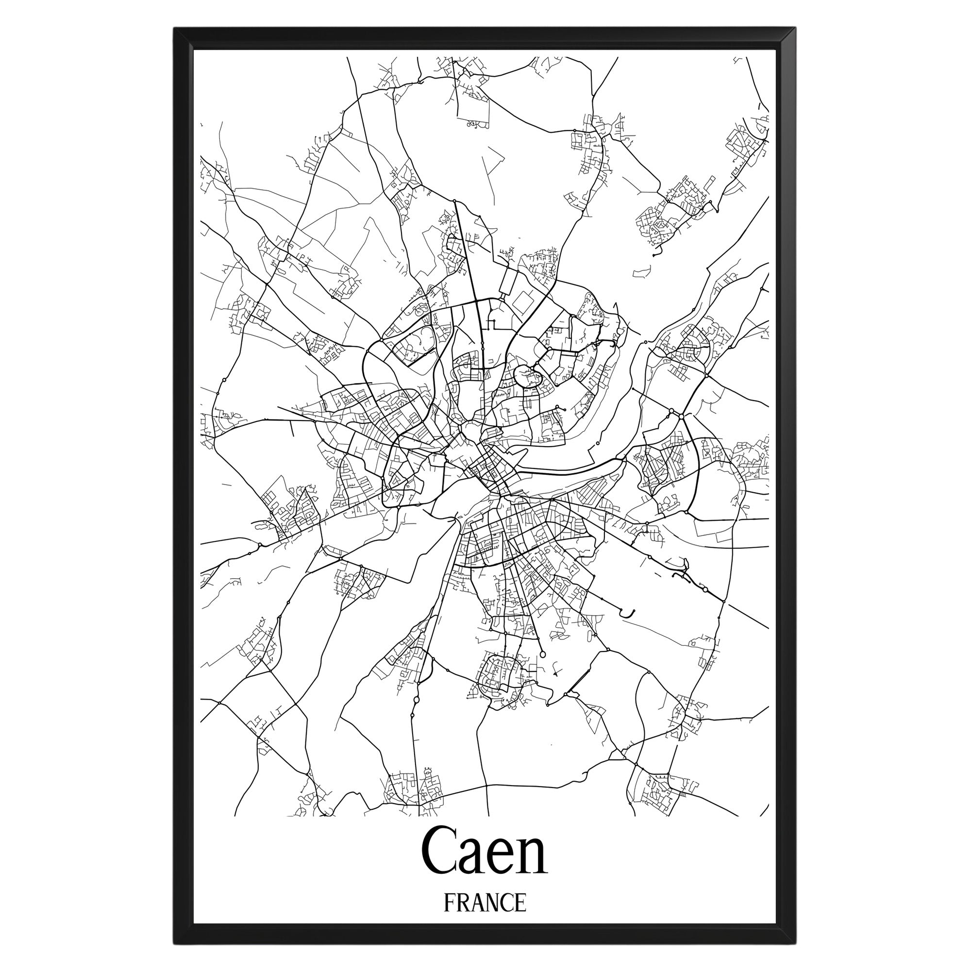 Caen France City Map Poster - GroovyGrove