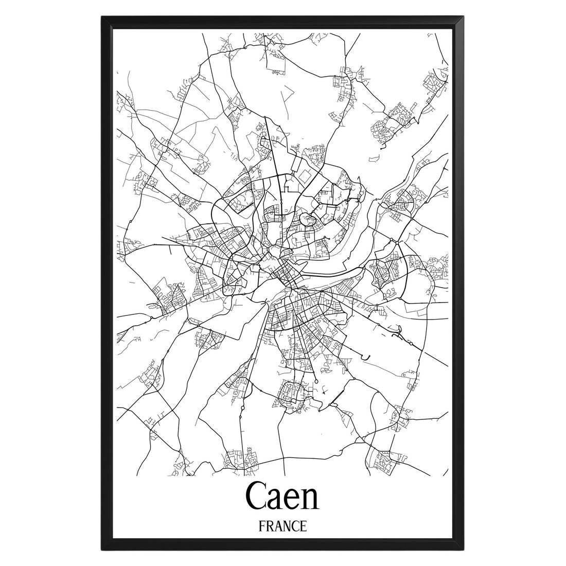 Caen France City Map Poster - GroovyGrove