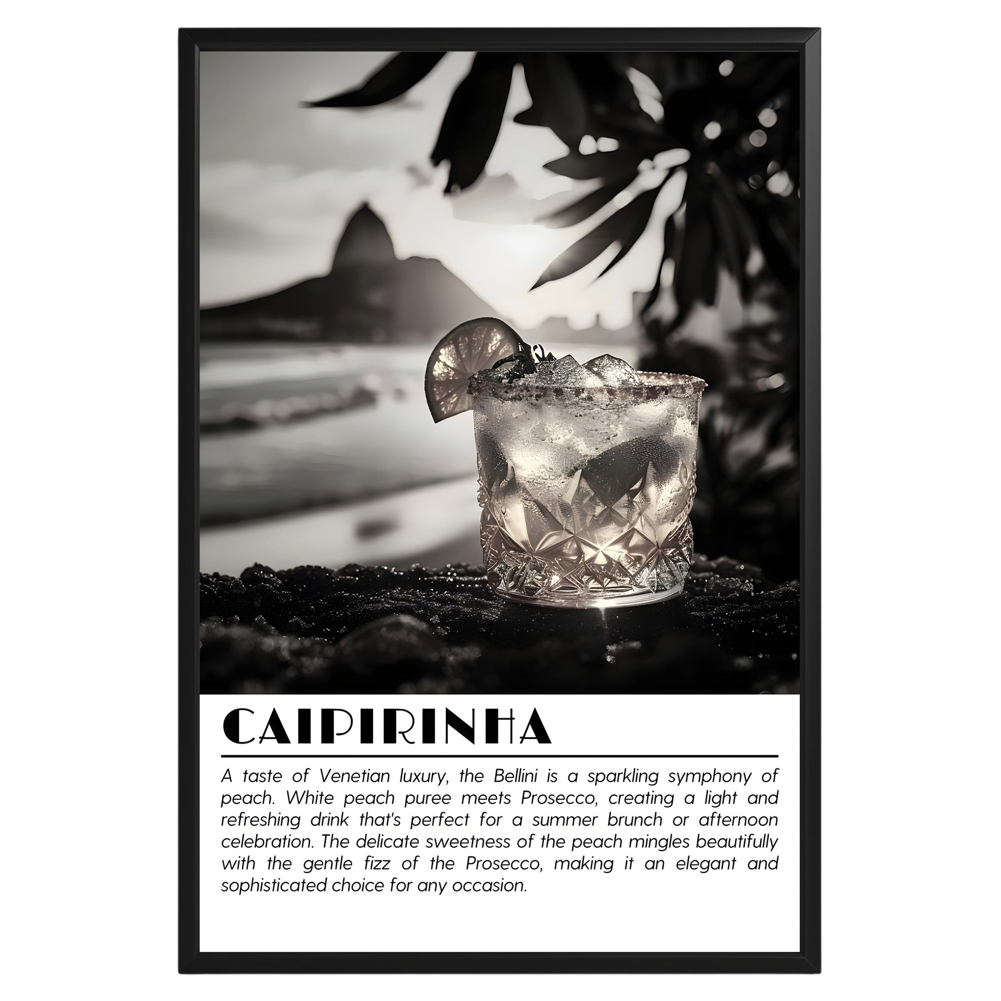 Caipirinha Cocktail Black and White Poster - GroovyGrove