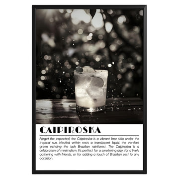 Caipiroska Cocktail Black and White Poster - GroovyGrove