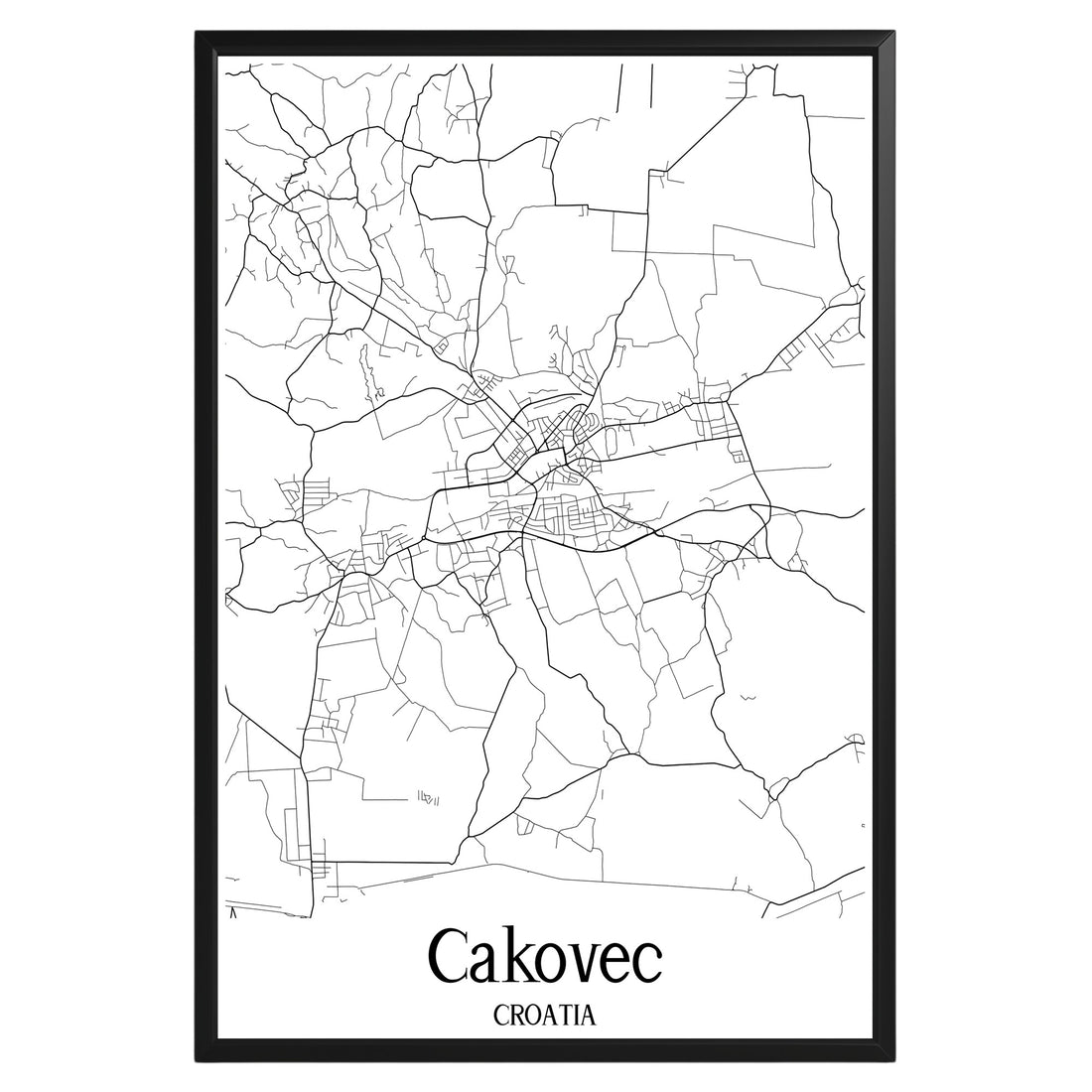 Cakovec Croatia City Map Poster - GroovyGrove