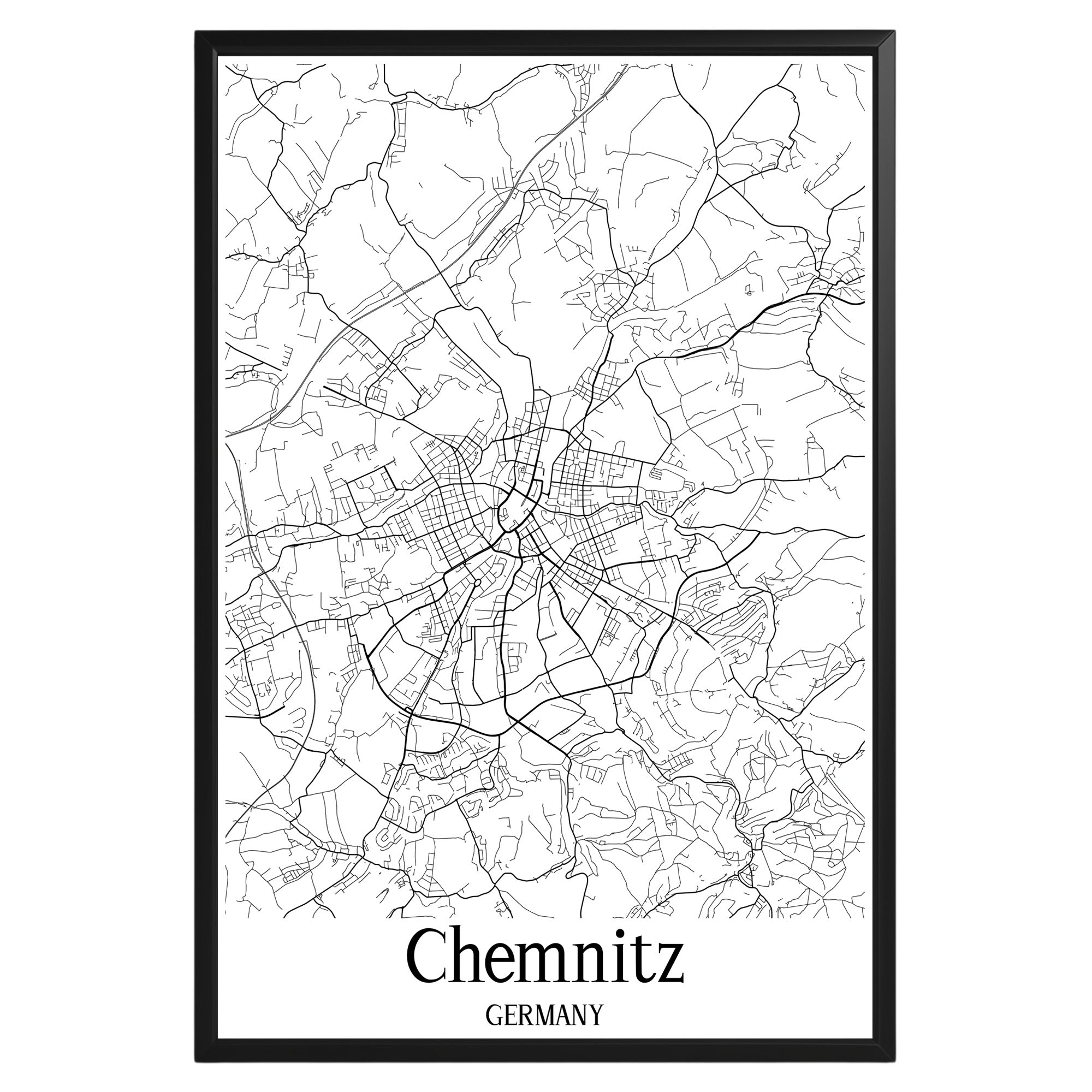 Chemnitz Germany City Map Poster - GroovyGrove