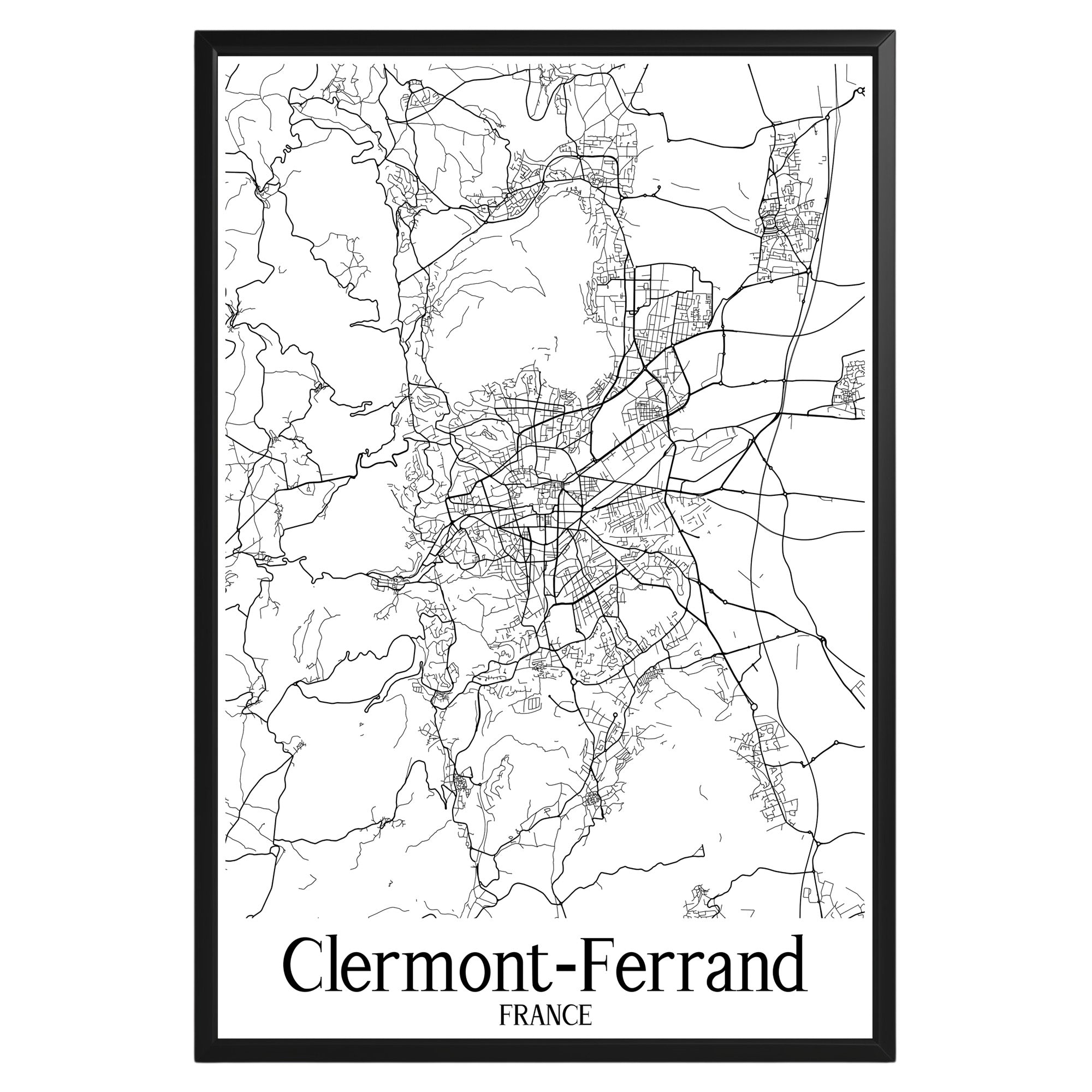 Clermont-Ferrand France City Map Poster - GroovyGrove