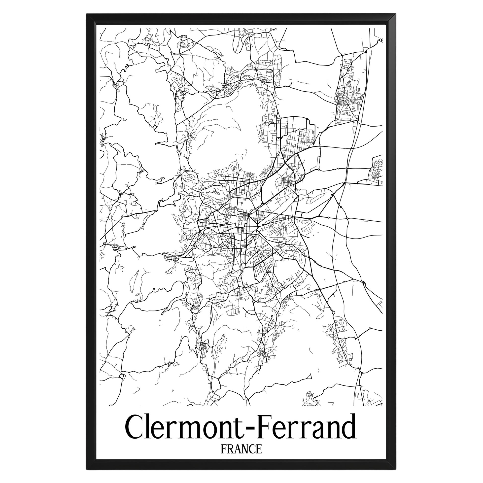 Clermont-Ferrand France City Map Poster - GroovyGrove