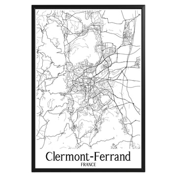 Clermont-Ferrand France City Map Poster - GroovyGrove