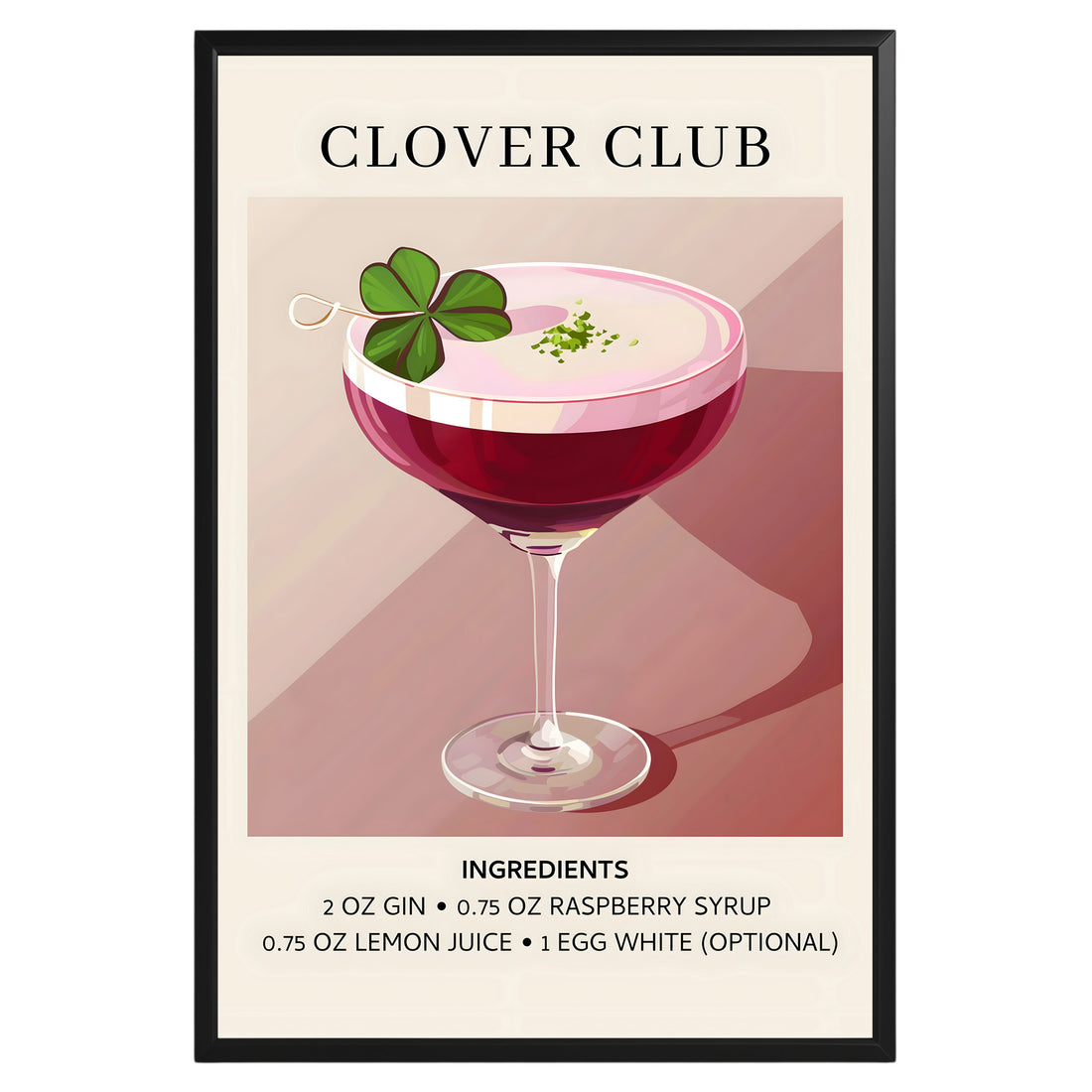 Clover Club Vintage Cocktail Poster - GroovyGrove