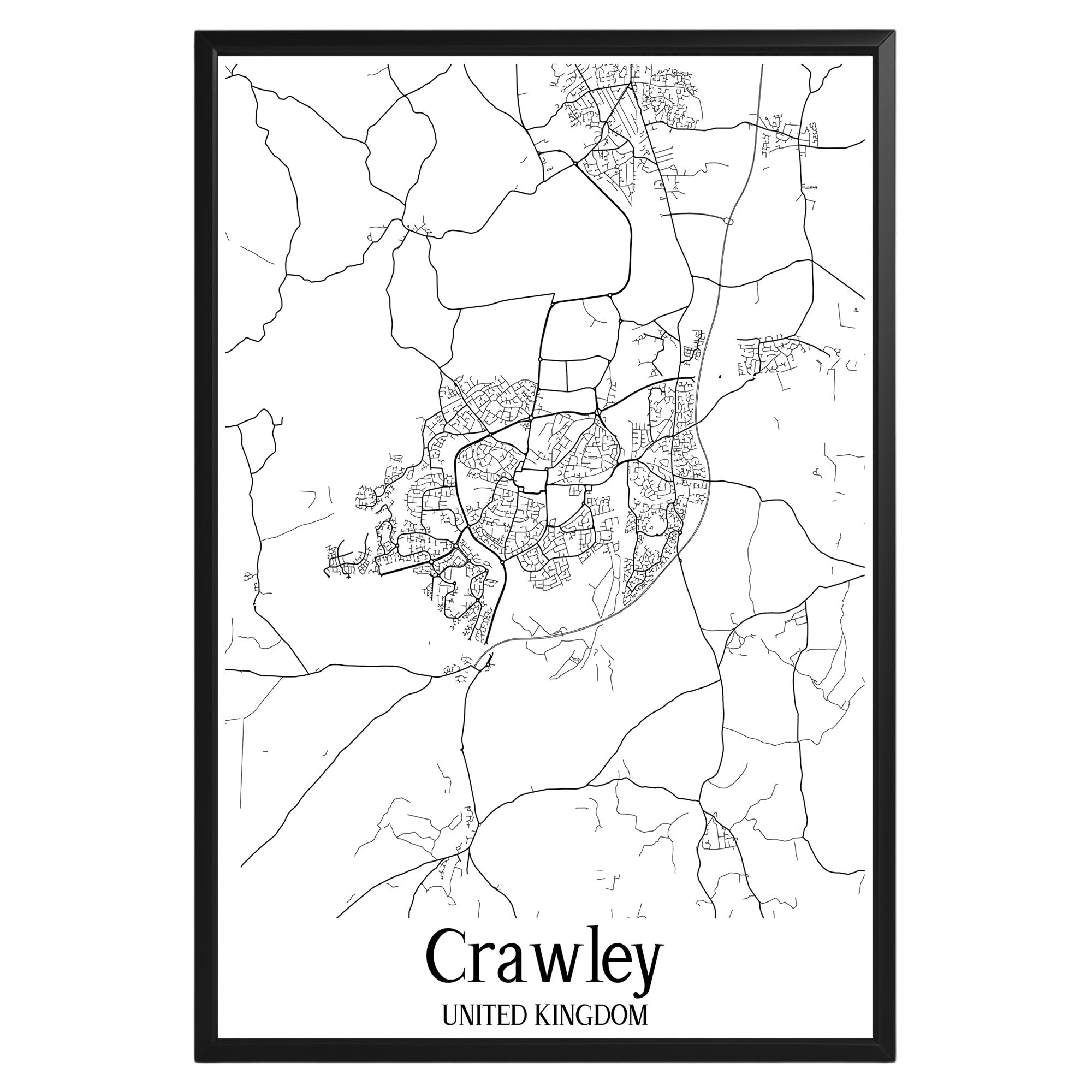 Crawley United Kingdom City Map Poster - GroovyGrove