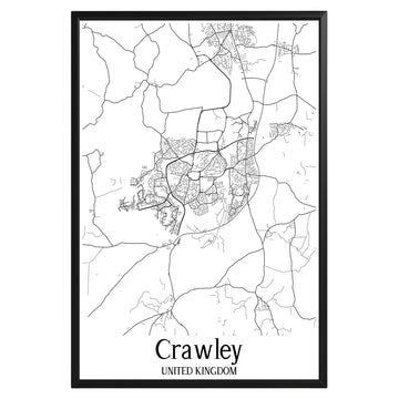 Crawley United Kingdom City Map Poster - GroovyGrove