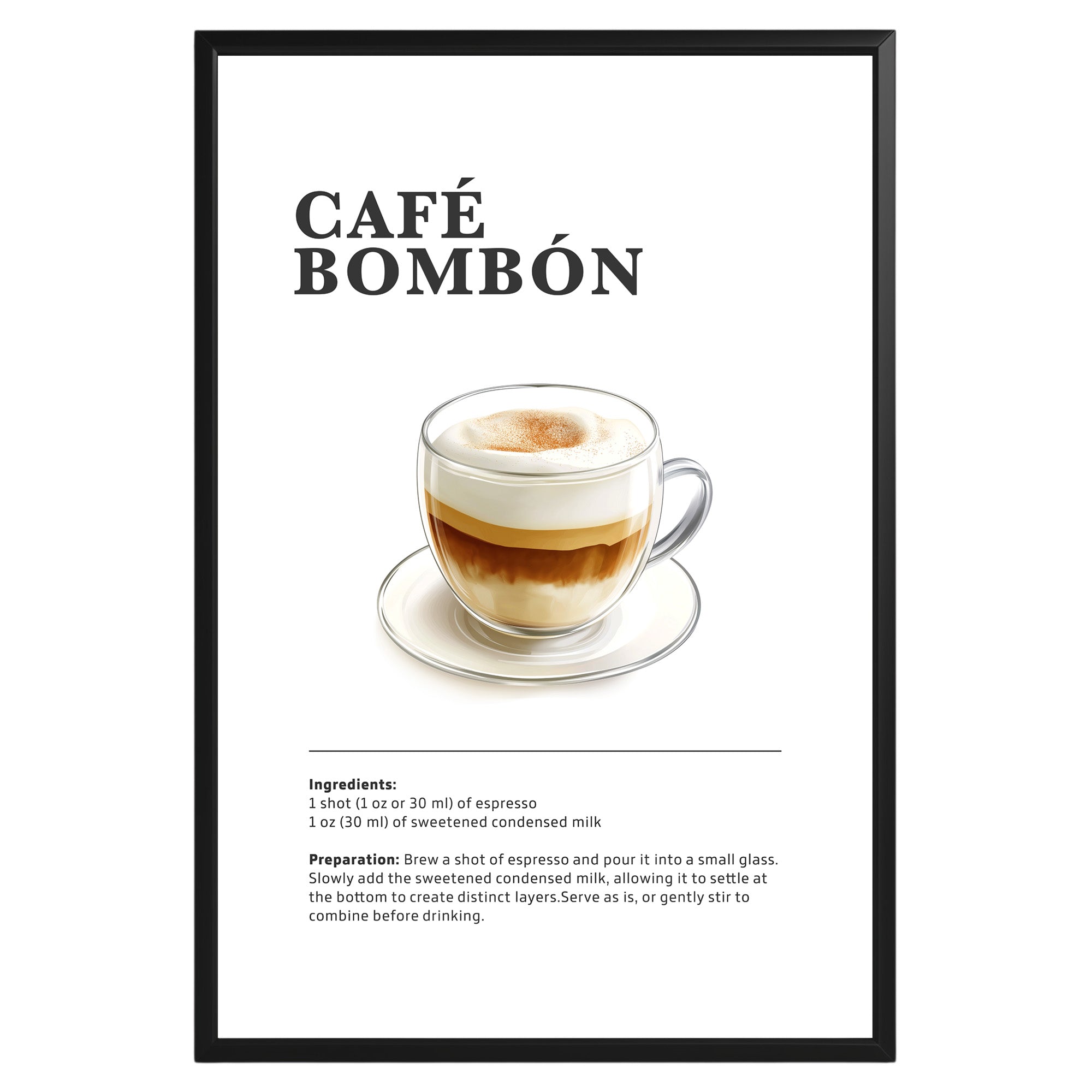 Café Bombón Coffee Recipe Poster - GroovyGrove