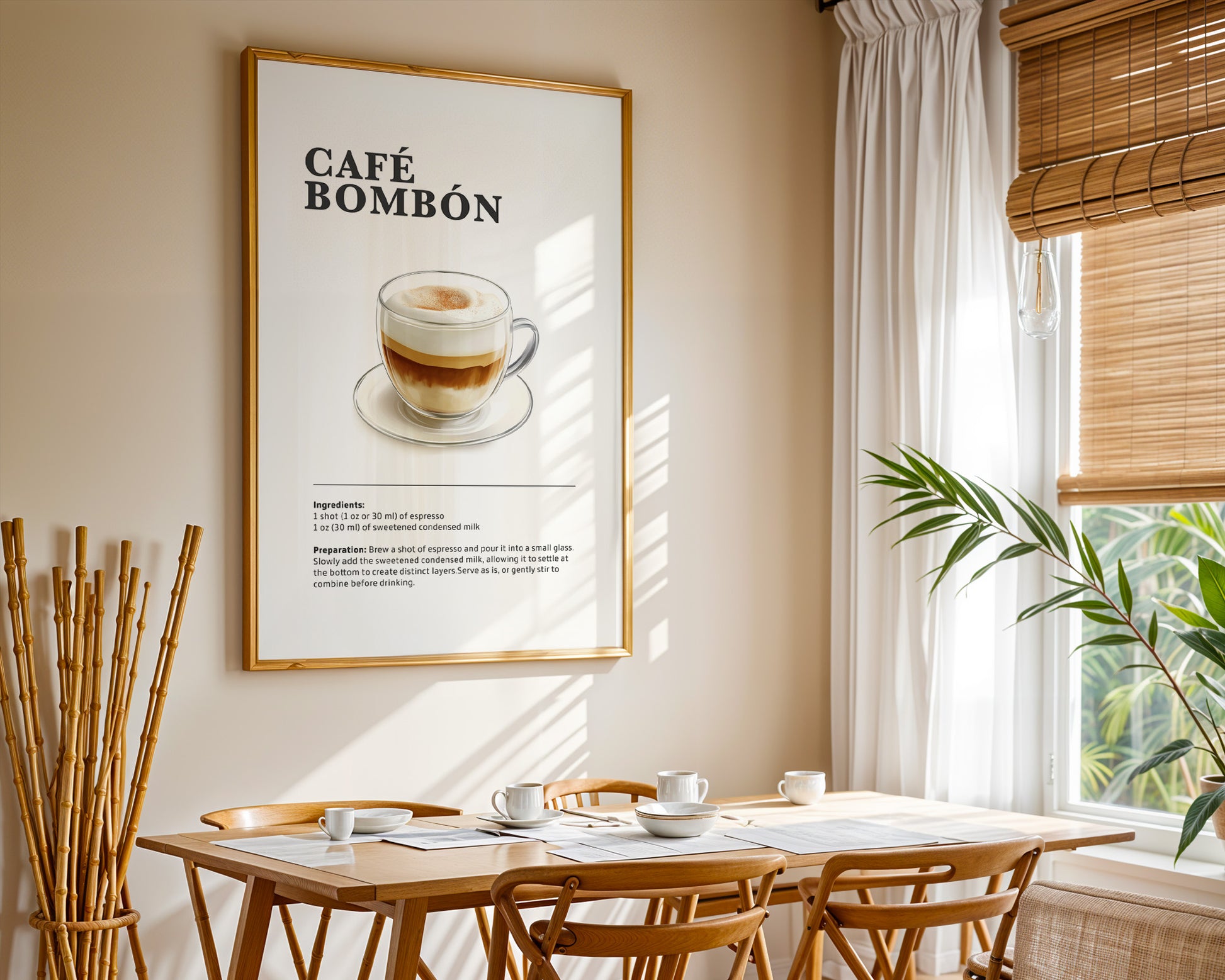 Café Bombón Coffee Recipe Poster - GroovyGrove